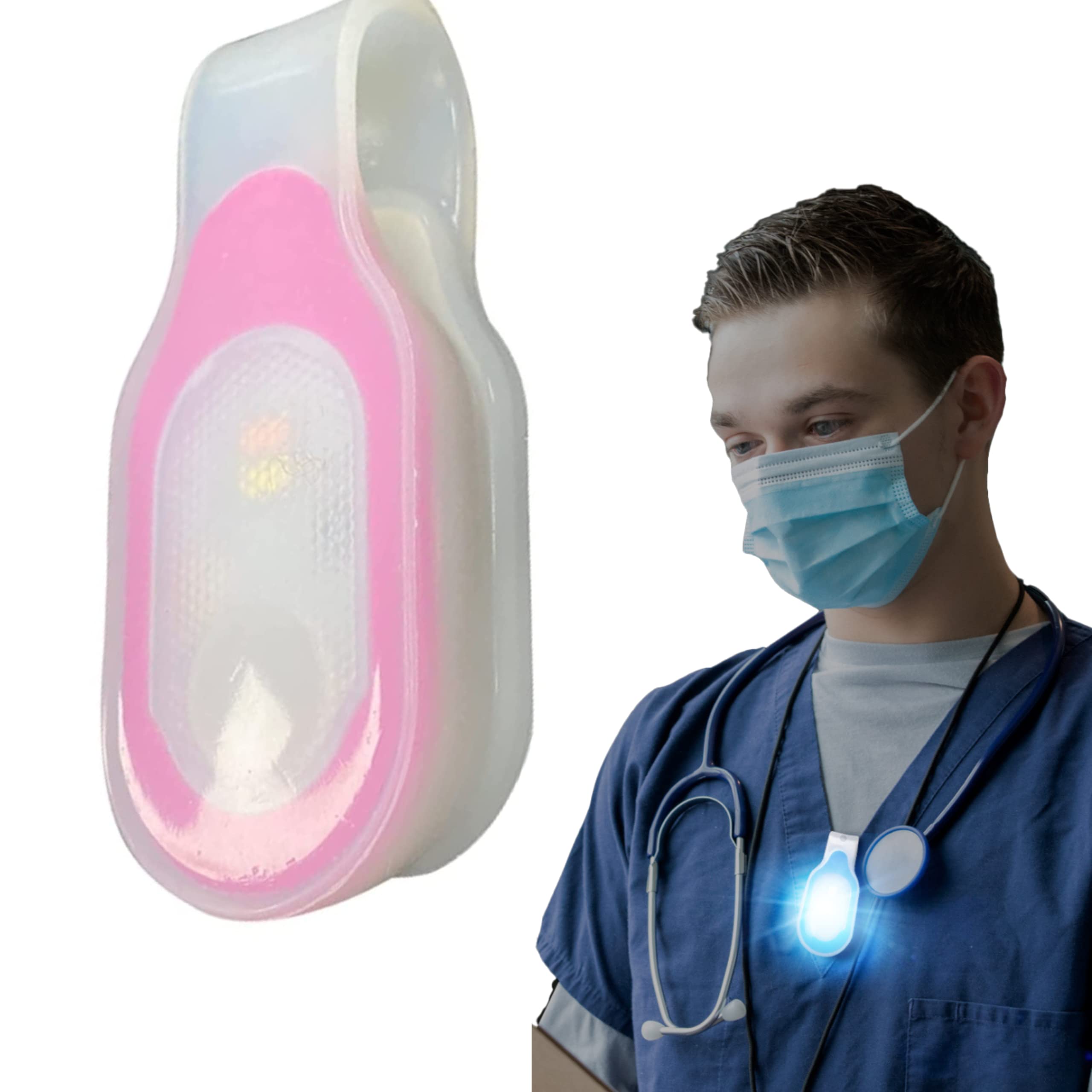 First Aid LED Flashlight with Clip - Hands Free Magnetic Grip Night Light for Nurses, Doctors & Emergency Workers - Perfect for Night Shifts, Camping & Power Outages (Pink)