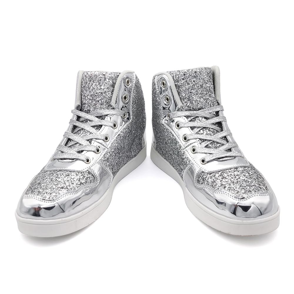 Umerigo Women's Fashion Glitter Sneakers - Bling Sparkly High Top Lace Up Sequin Casual Shoes for Women | Perfect for Parties, Weddings, and Night Out