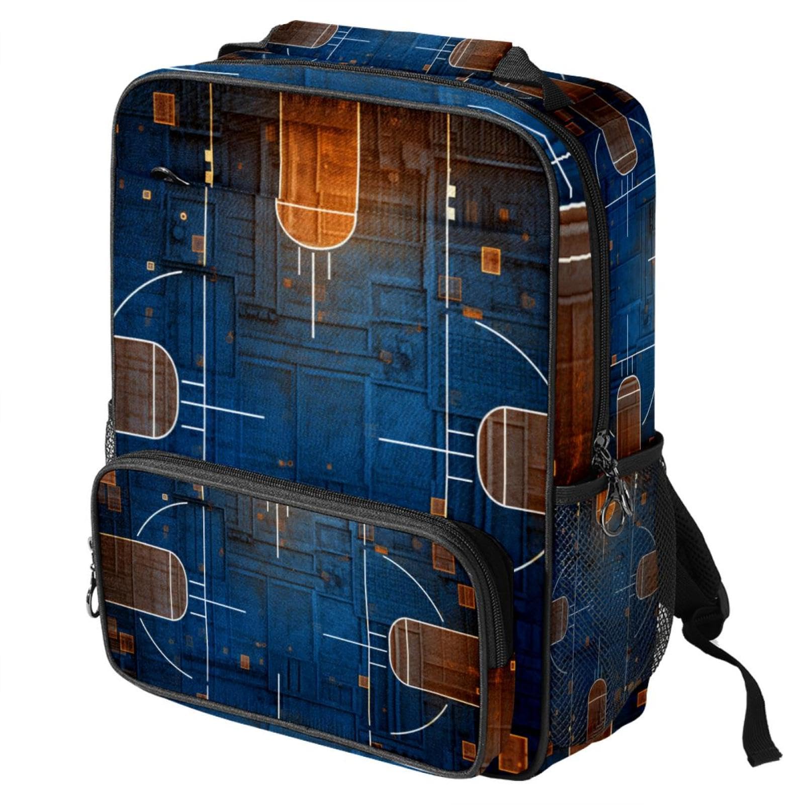 Stylish Unisex Travel Backpack - Durable Basketball Court Design Backpack for Women & Men - Perfect for Commuting, Gym, School & Outdoor Adventures