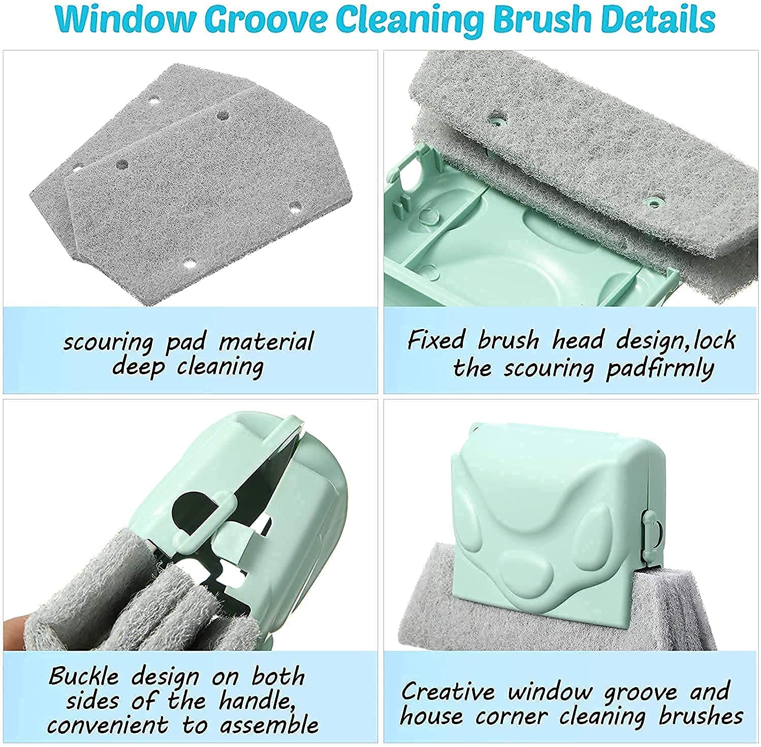FEMEO Window Track & Door Groove Cleaning Brush Set with Mini Dustpan - 2 Pack for Window Slots, Keyboard, and Hard-to-Reach Corners - Perfect for Home, Office, and Car Interior Cleaning