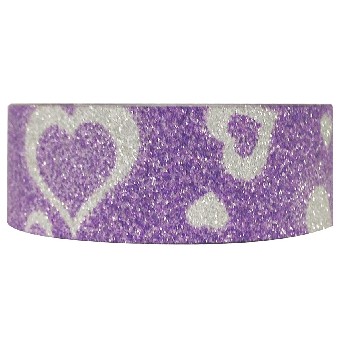 Wrapables Shimmer Japanese Washi Masking Tape - Purple Heart Design for Scrapbooking, Journaling, Gift Wrapping & DIY Crafts