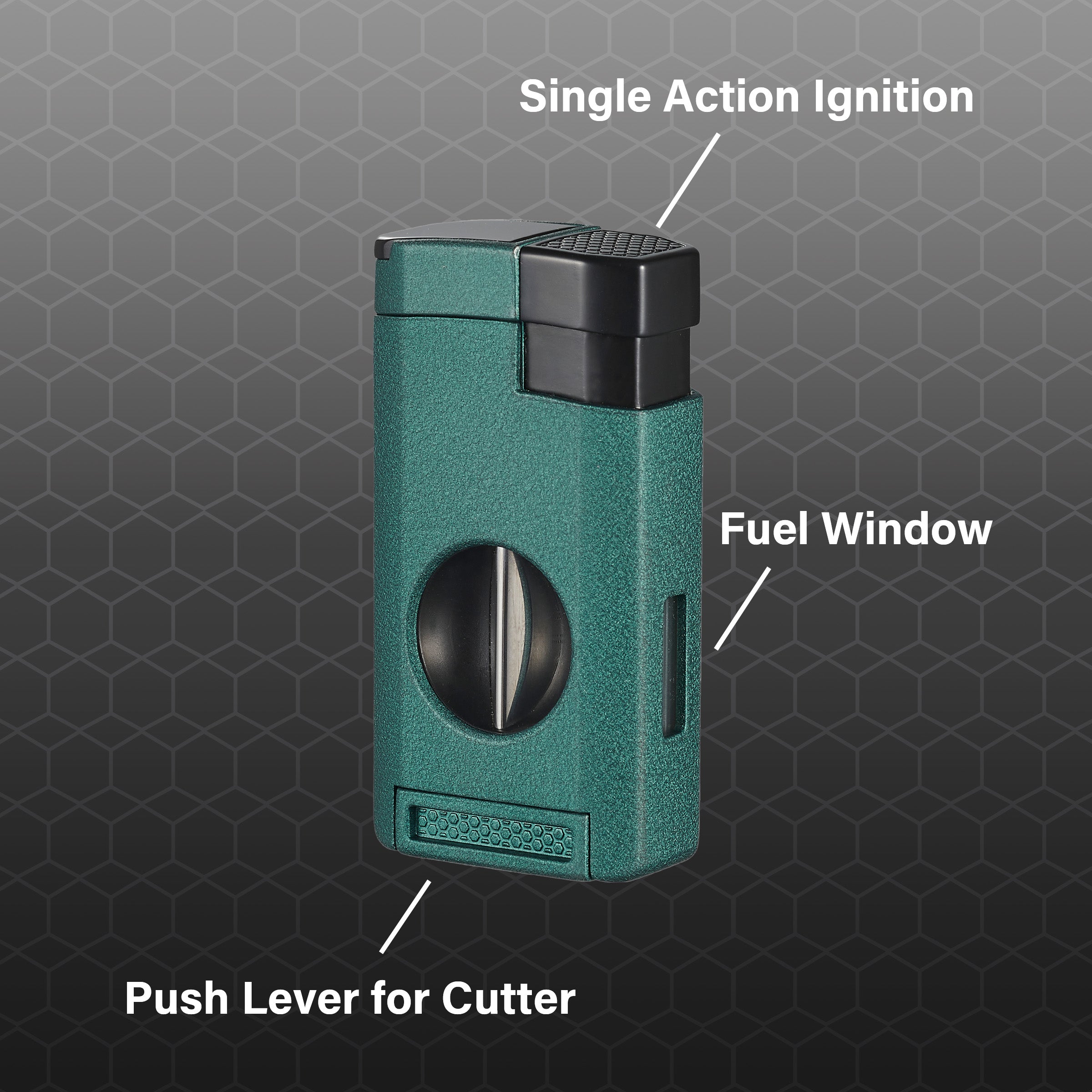 Premium Visol Kamet V Cutter & Triple Torch Cigar Lighter - Green | Windproof Jet Flame for Cigars, Perfect for Outdoor Smoking, Travel & Gifts