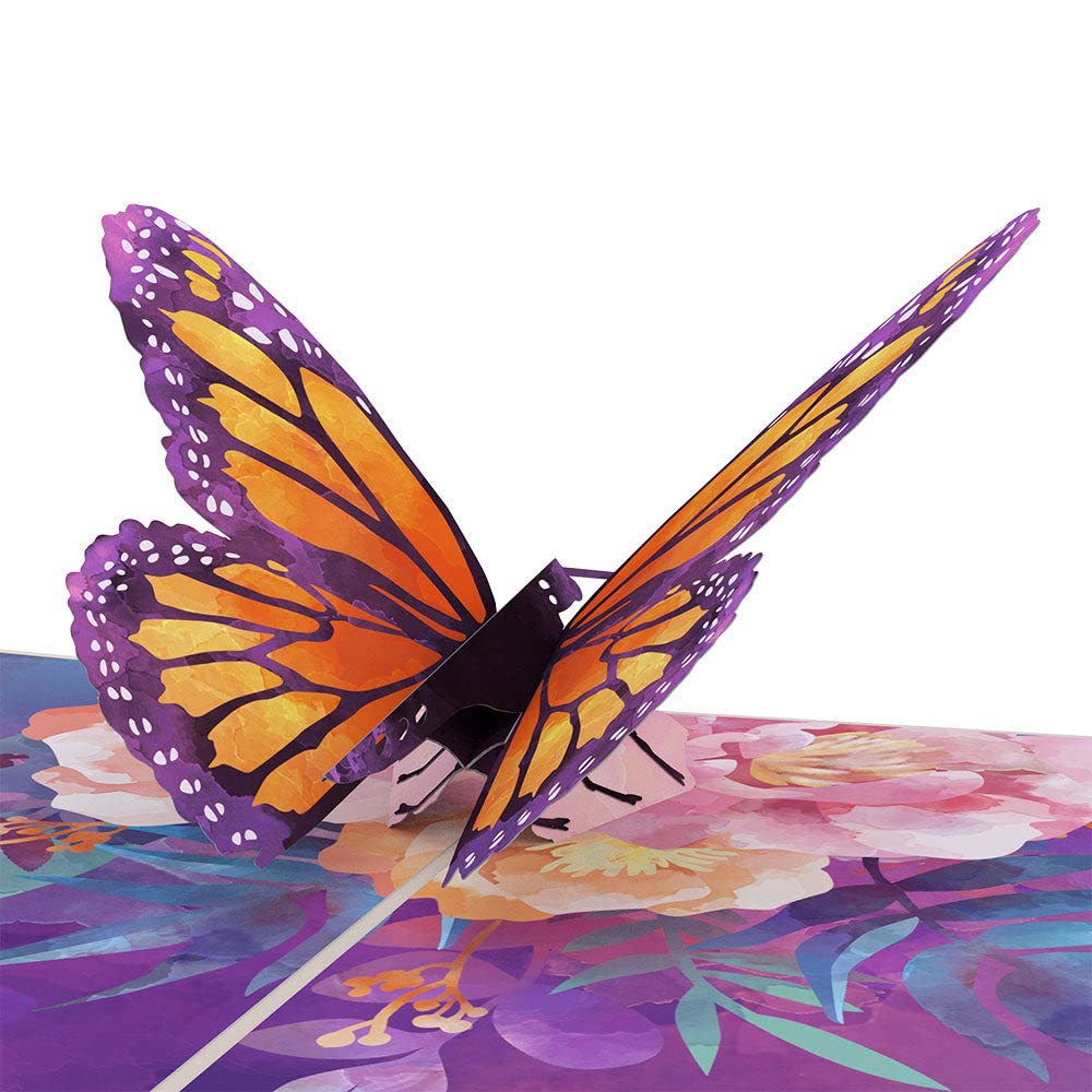 Lovepop Handcrafted 3D Paper Flowers: Pink Roses Bouquet (12 Stems) with Monarch Butterfly Pop-Up Greeting Card - Unique Gift for Anniversary, Wedding, Mother's Day & Home Decor