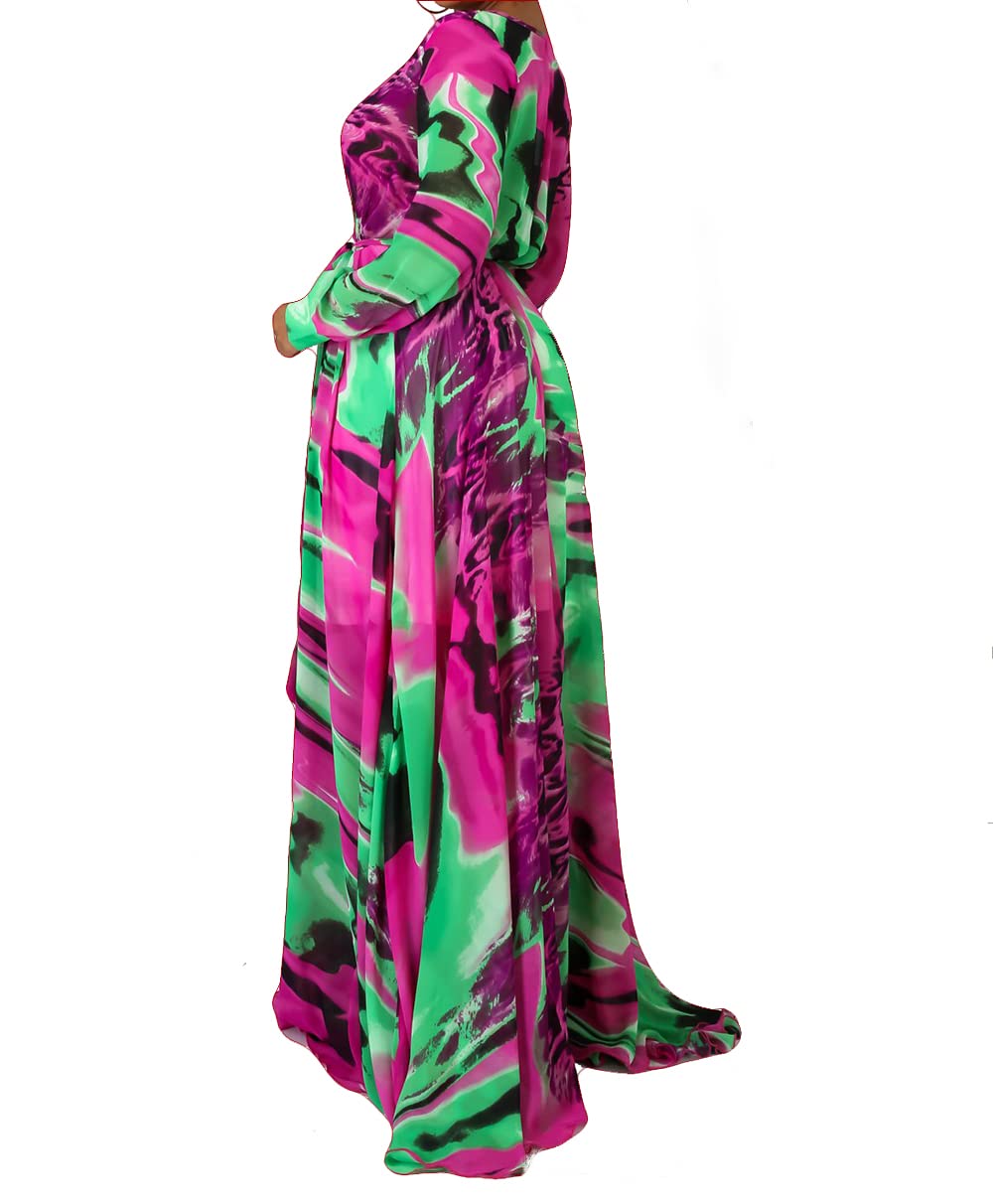 JTNFairy Women's Floral Print Long Maxi Dress - Plus Size Casual & Party Outfits for Beach, Wedding & Summer Vacations