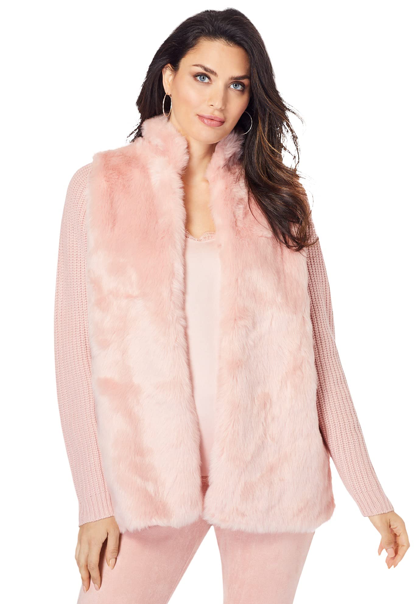 Roaman's Women's Plus Size Faux Fur Cardigan Sweater - Cozy Winter Wrap for Plus Size Ladies | Perfect for Office, Date Night & Holiday Parties