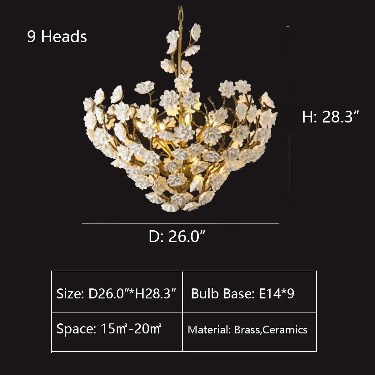 Brass and Ceramic Flower Art Chandelier - Modern Luxury Lighting Fixture for Living Room & Dining Room | Perfect for Home Decor, Wedding Venues, and Luxury Hotels