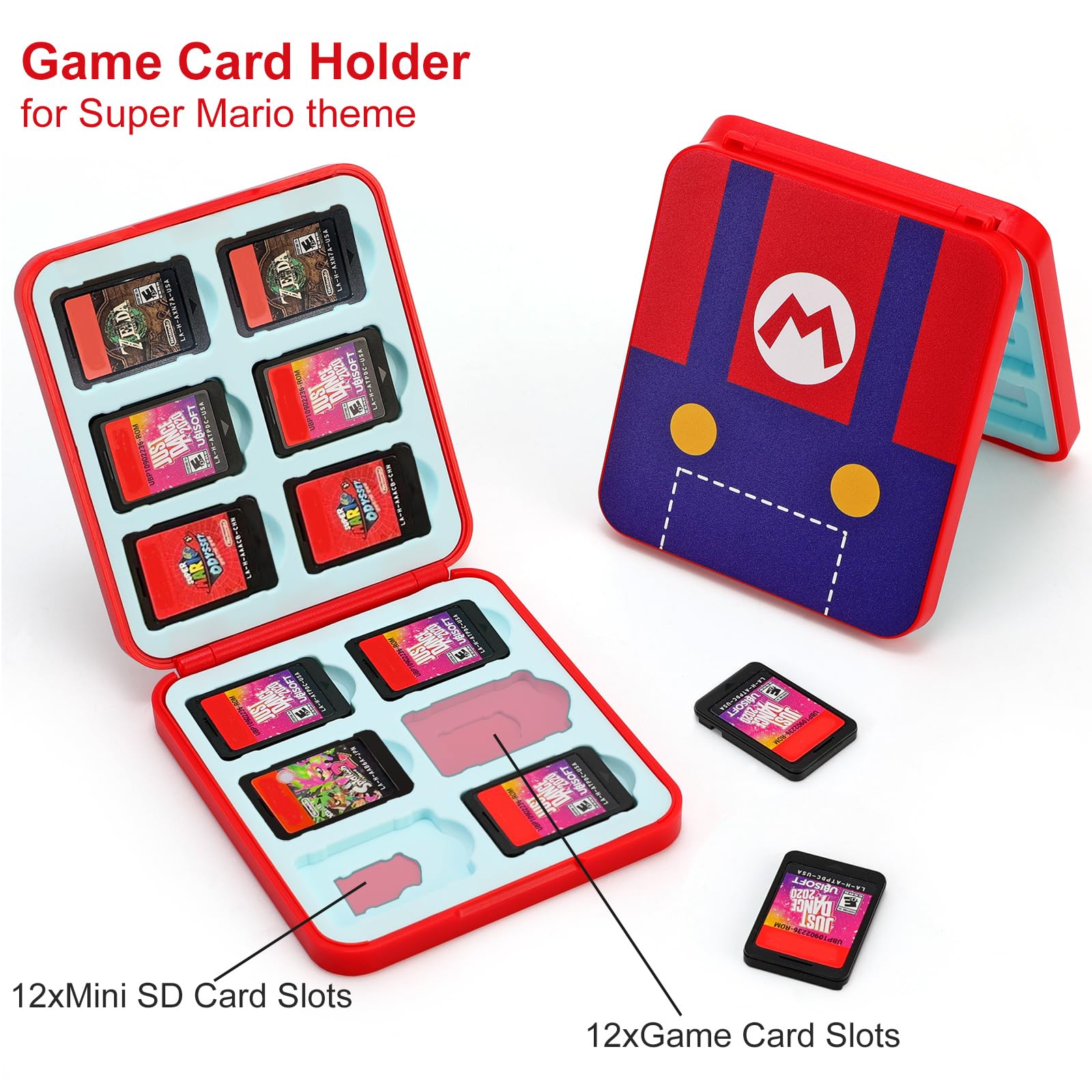 Nintendo Switch/Lite/OLED Travel Bag - Super Mario Portable Gaming Sling Backpack with Chest/Shoulder Strap, Game Card Case & 4 Thumb Grip Caps - Perfect for Travel, Commuting & Gaming On-The-Go