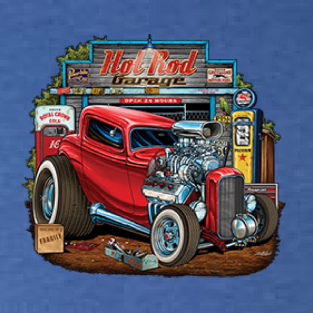 Vintage Hot Rod Old Garage Cars and Trucks Men's Premium Tri-Blend T-Shirt - Comfortable Retro Tee for Car Enthusiasts, Casual Wear & Gift Ideas