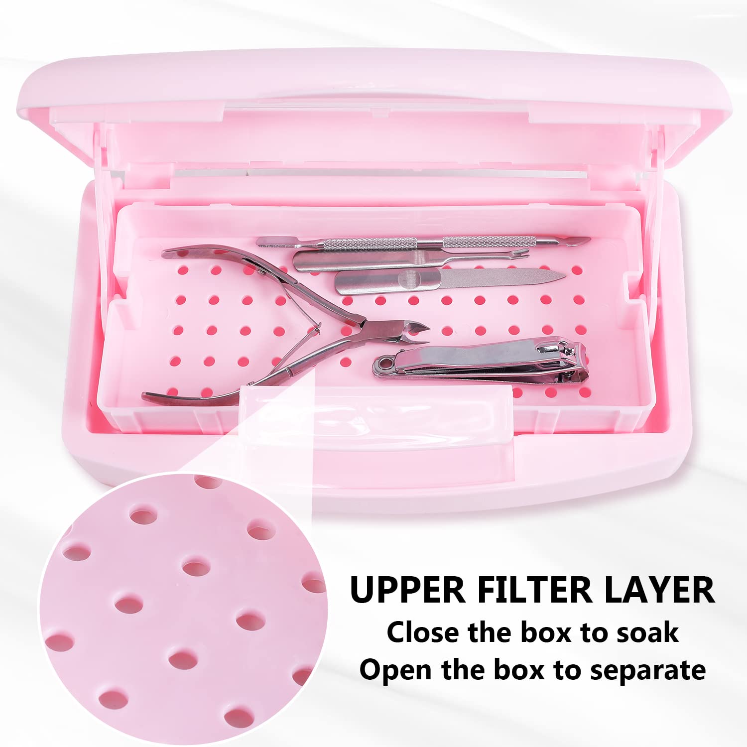Pink Sterilizing Tray for Nail Art Tools - Professional Salon-Grade Sterilization Box for Nail Salon, Manicure & Pedicure Equipment - Perfect for Sanitizing Nail Files, Clippers & Cuticle Tools