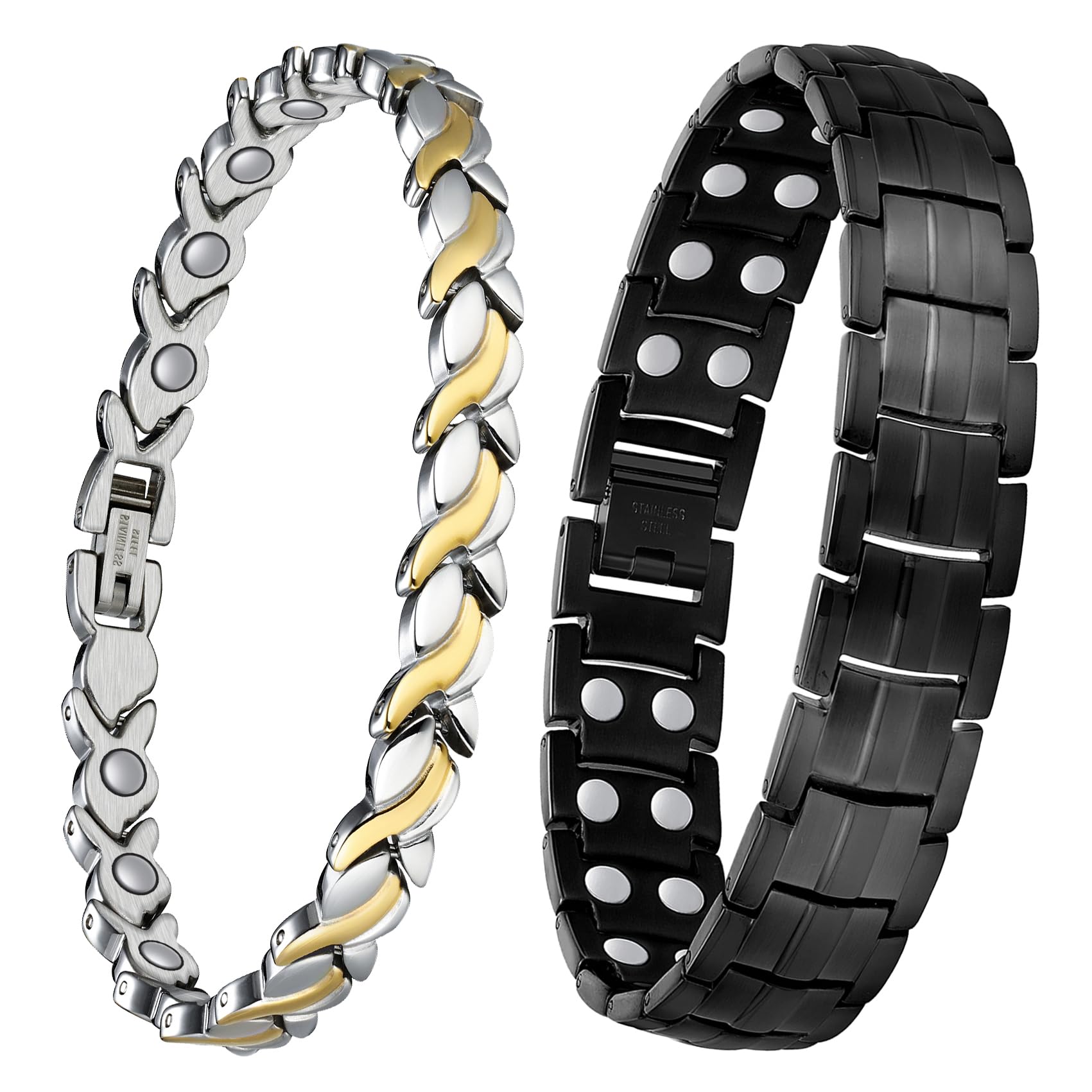 Jecanori Magnetic Therapy Bracelets for Women & Men - 3500 Gauss Strong Titanium Steel Magnetic Bracelet with Sizing Tool - Perfect for Pain Relief, Improved Circulation & Stylish Jewelry Gift for Everyday Wear