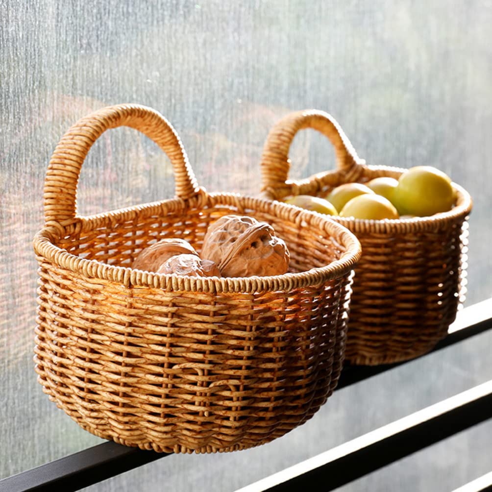Plastic Woven Wall-Mounted Storage Basket - Garlic Ginger Egg Organizer for Kitchen, Pantry & Bathroom | Space-Saving Household Storage Solution