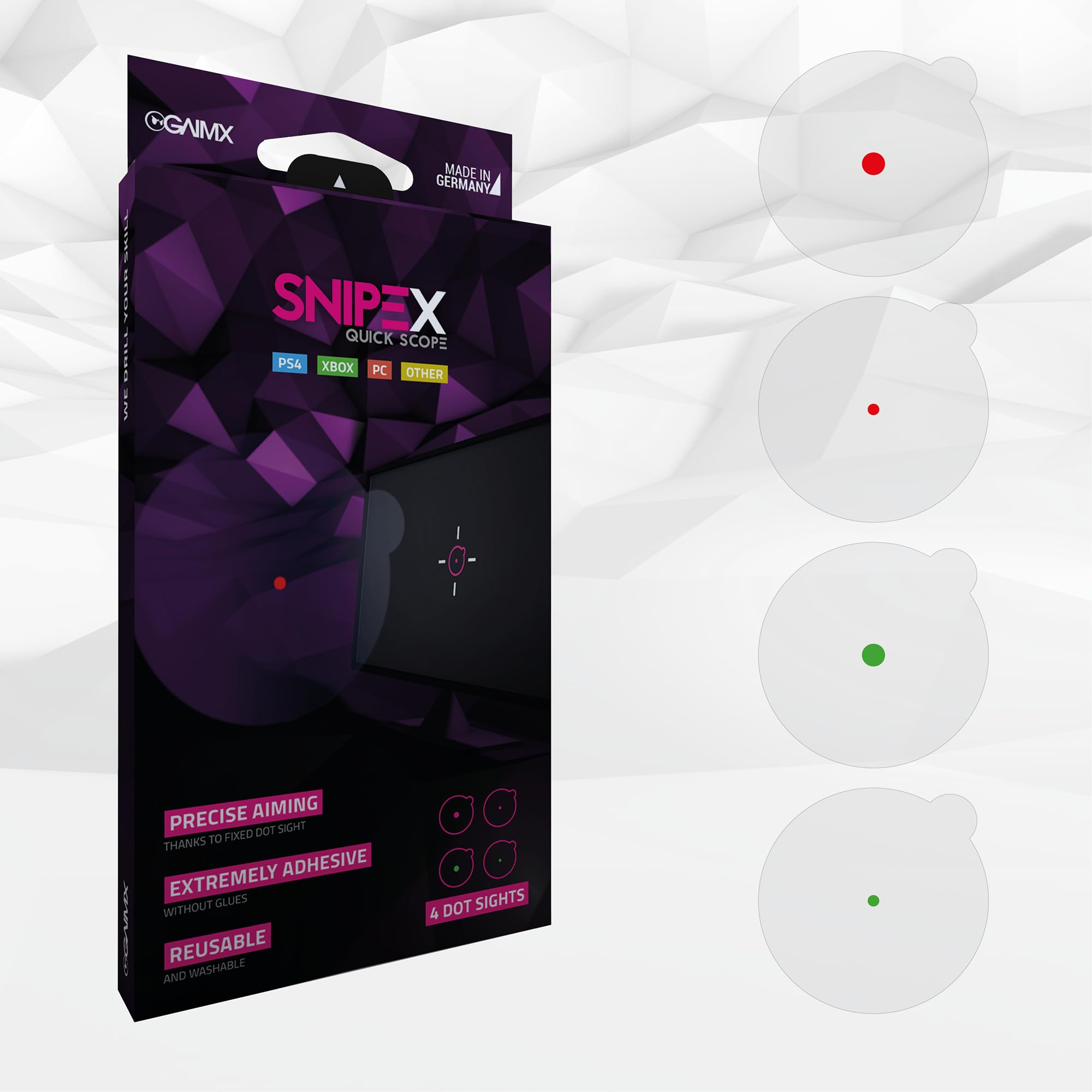 GAIMX SNIPEX Quick Scope - Permanent Dot Sight for Shooters - Professional Shooting Accessory for PS5, PS4, Xbox & PC - Premium Aim Assist for Gaming - Perfect for FPS, Battle Royale & Competitive Shooting Games