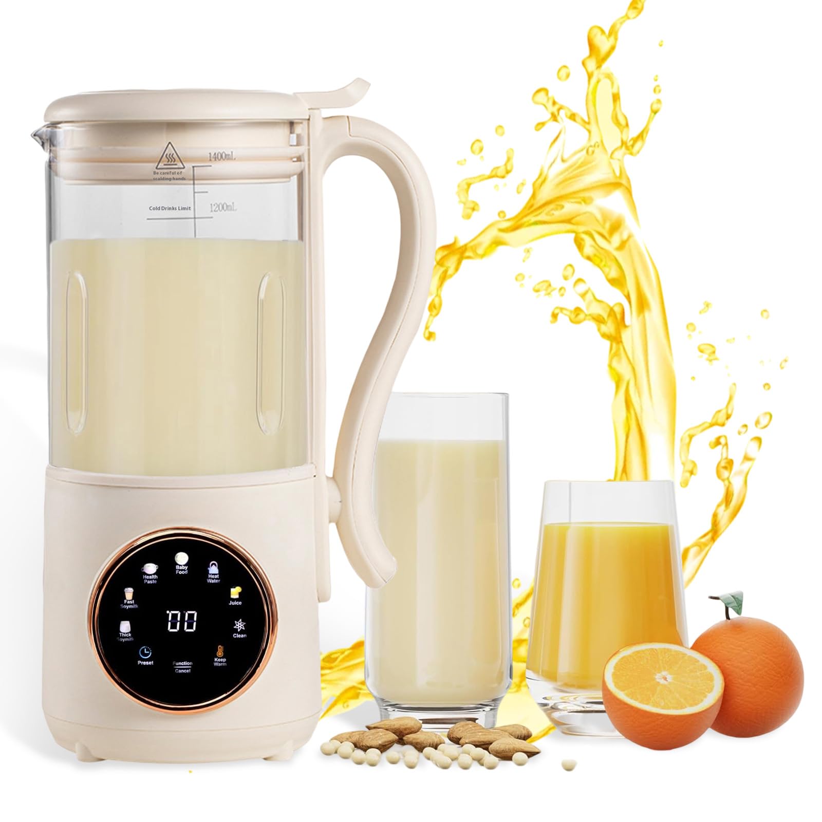 50oz Nut Milk Maker Machine for Homemade Almond, Oat, Soy & Plant-Based Milk - Automatic with Self-Cleaning, Boiling Water, Delay Start & Keep Warm Function - Perfect for Vegan, Dairy-Free & Healthy Lifestyle at Home