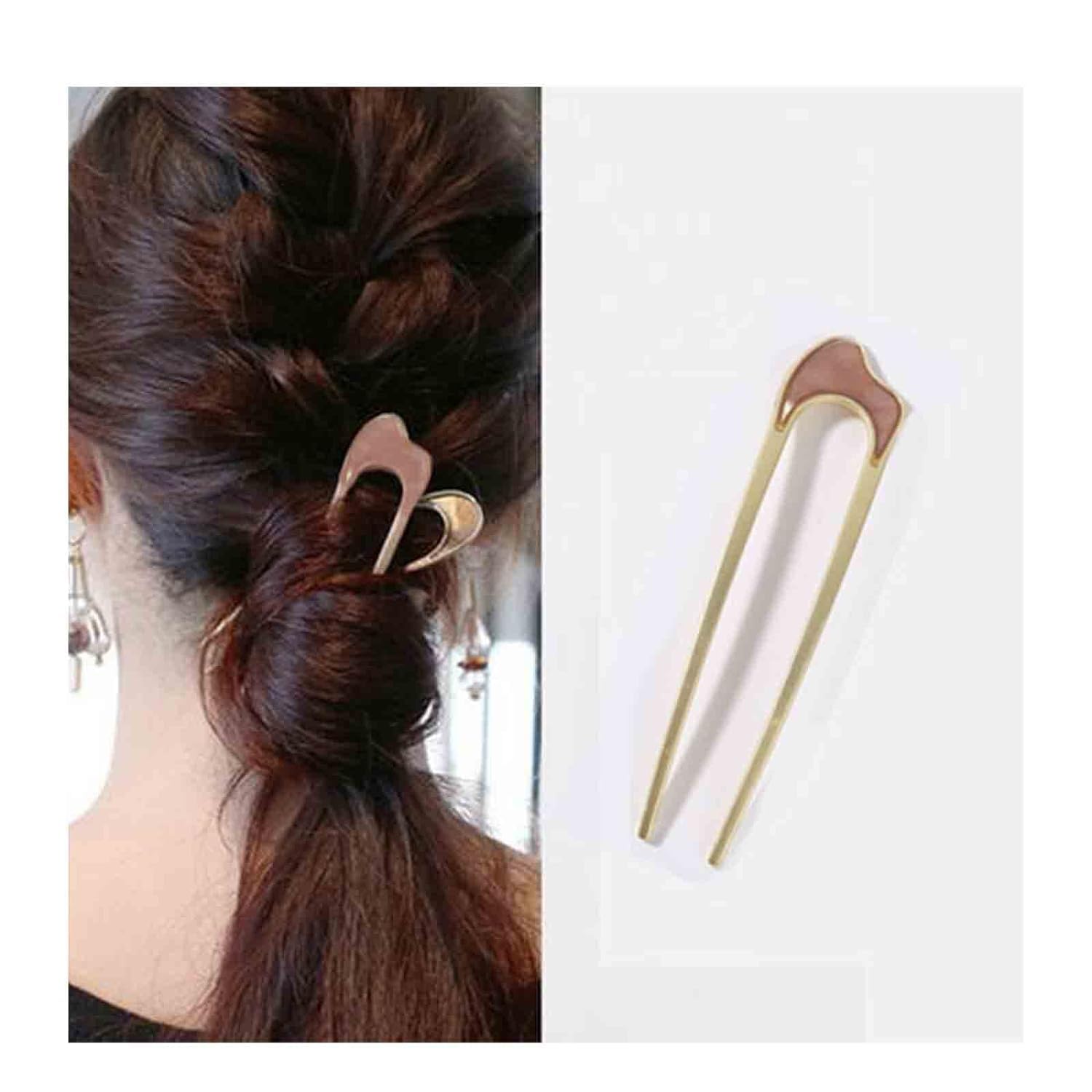 2 PCS Gold U-Shaped Hair Pins - French Twist Hair Sticks for Women, Bun & Chignon Hair Accessories (Perfect for Weddings, Prom & Everyday Elegant Hairstyles)