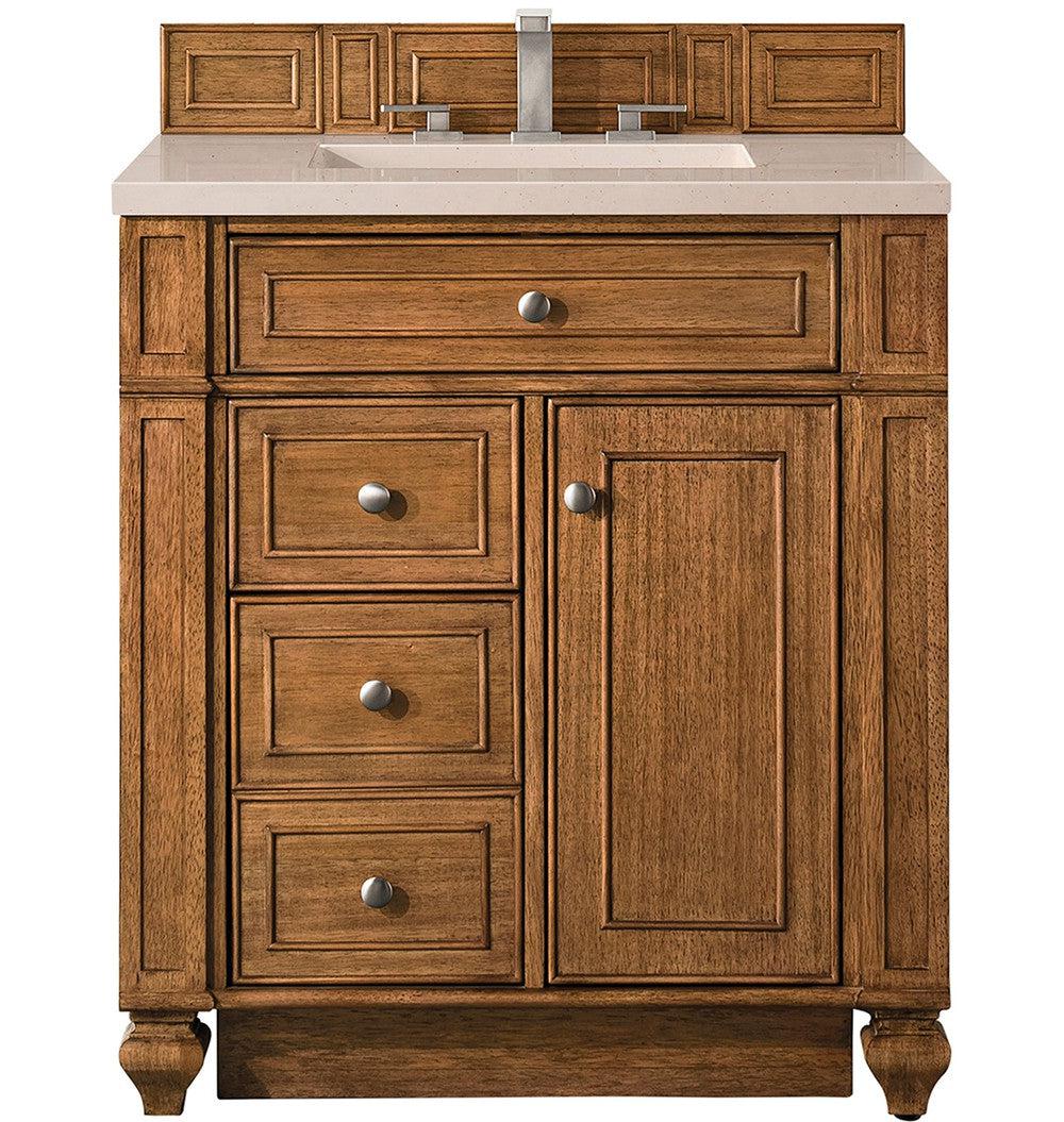 James Martin Vanities Bristol Collection 30-Inch Single Bathroom Vanity in Saddle Brown with Optional Countertops - Perfect for Modern Master Bathrooms and Guest Bathroom Renovations