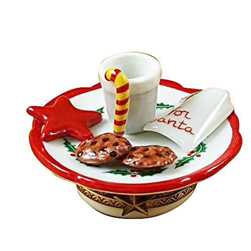 Rochard Santa Cookie Limoges Porcelain Box with Removable Lid - Perfect for Christmas Gift Exchange, Cookie Storage & Holiday Home Decor