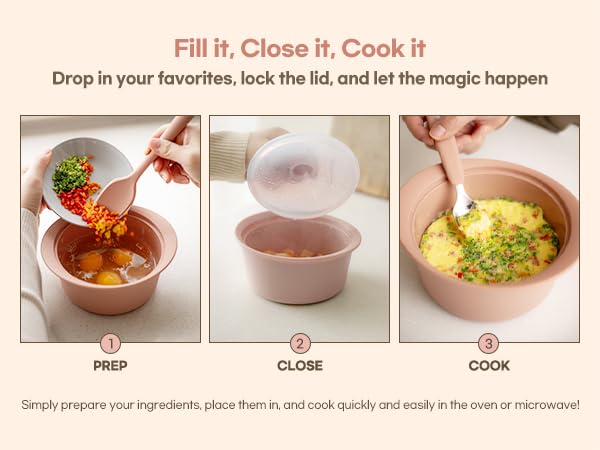 MOMOBIN Microwave Silicone Steamer for Baby Food - Dishwasher & Oven Safe up to 482°F - Easy Clean Korean Made (Terracotta Rose, 550ml + 800ml) - Perfect for Homemade Baby Puree, Meal Prep & Healthy Cooking