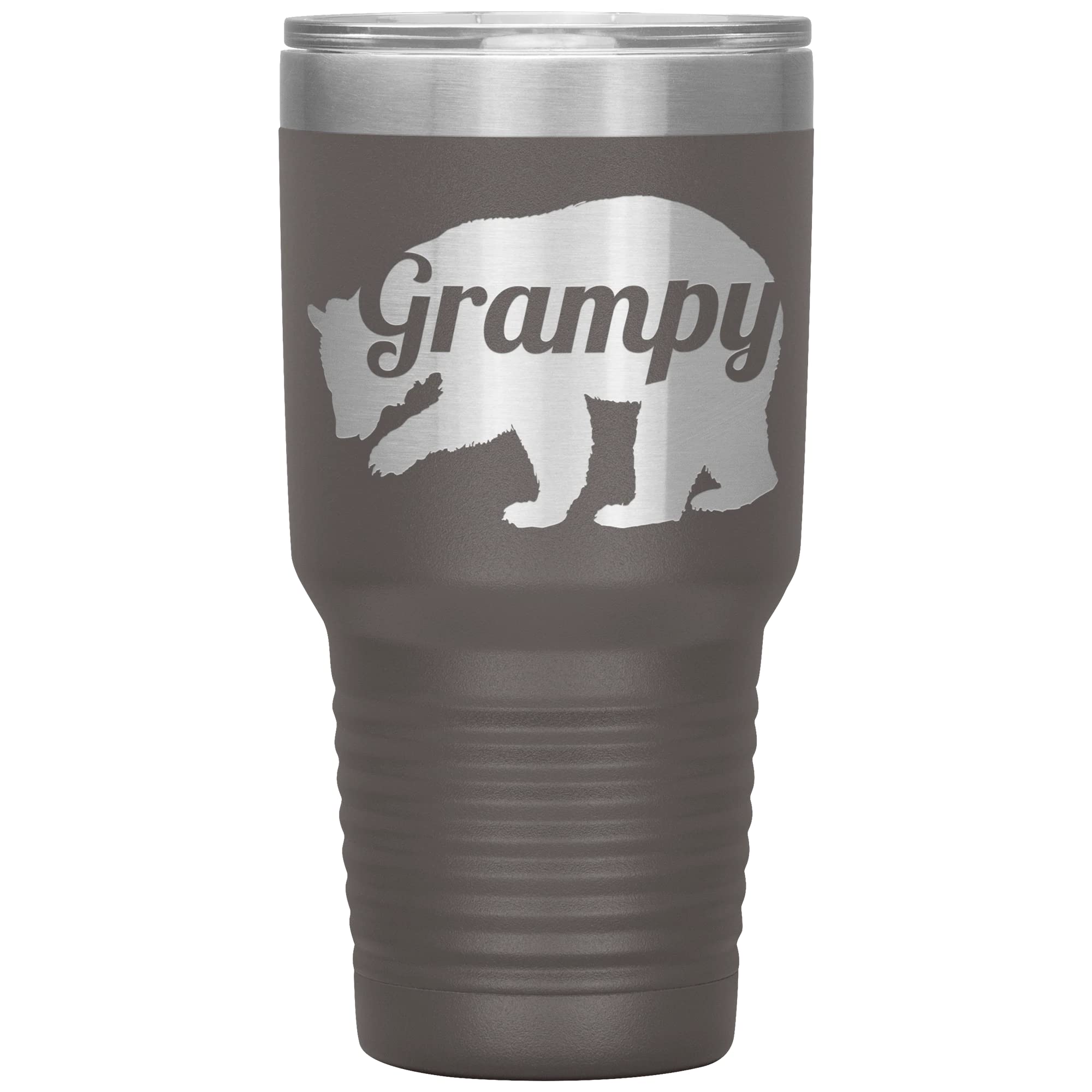 Grampy Bear Tumbler - 30oz Insulated Stainless Steel Cup with Engraved Design - Perfect Gift for Grandfather - Ideal for Coffee, Tea & Cold Beverages at Home, Office or Travel