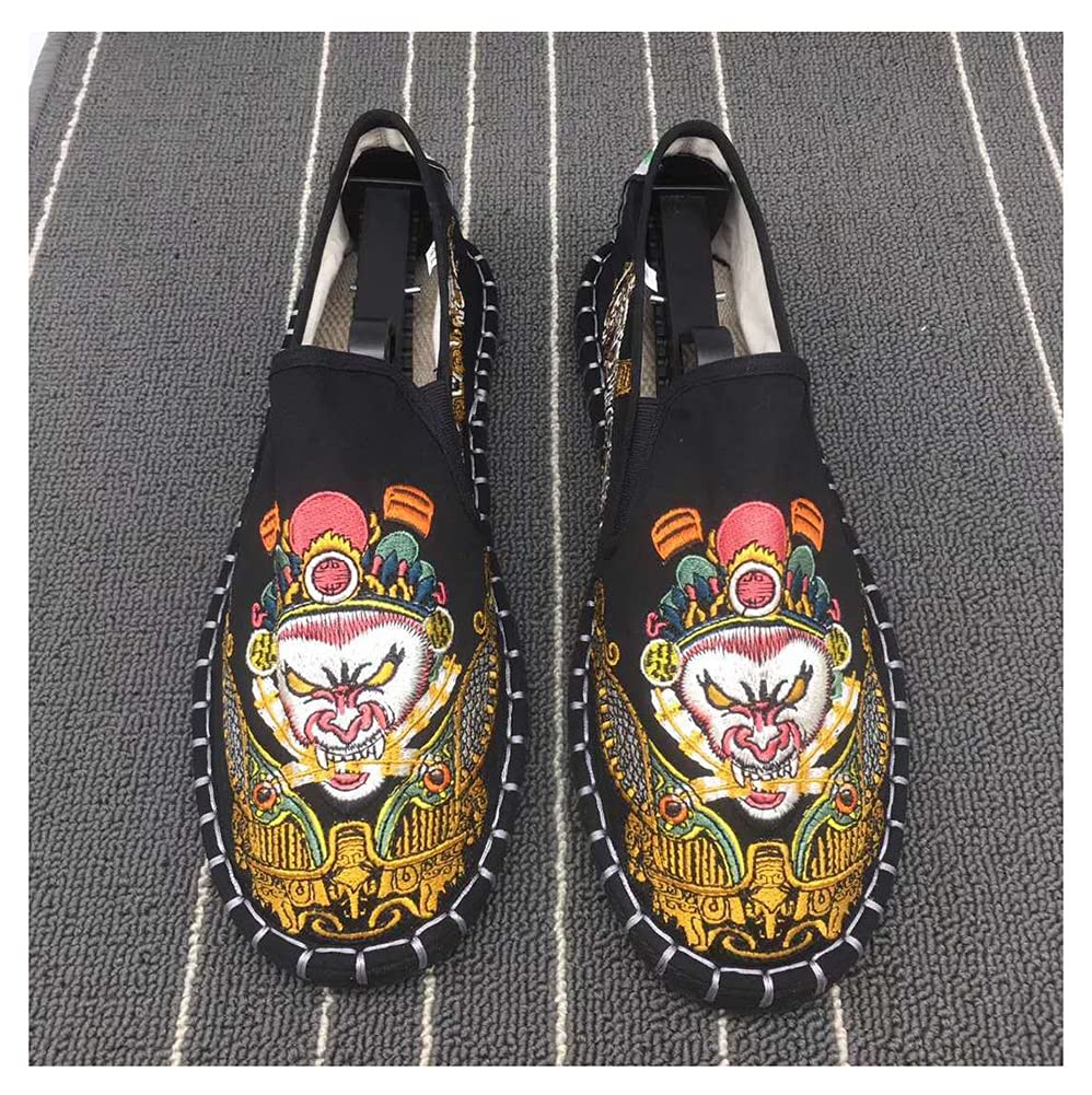 XLH Melaleuca Sole Kung Fu Shoes - Traditional Chinese Martial Arts Shoes for Men & Women | Embroidered Old Beijing Cloth Shoes with Monkey King Design | Perfect for Tai Chi, Wushu Training & Cultural Performances