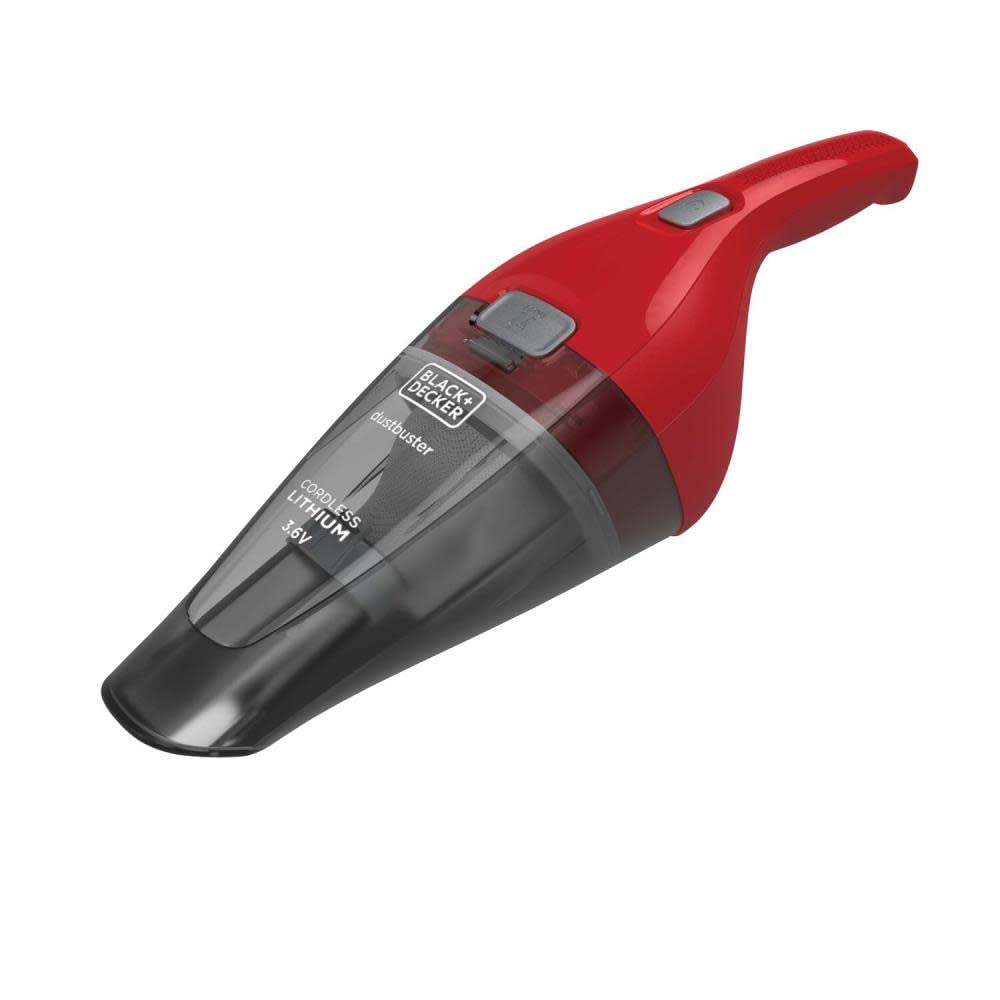 Black & Decker 3.6V Cordless Handheld Vacuum Cleaner with 1.5AH Battery - Lightweight Portable Red Vacuum for Car, Home, and Office Cleaning