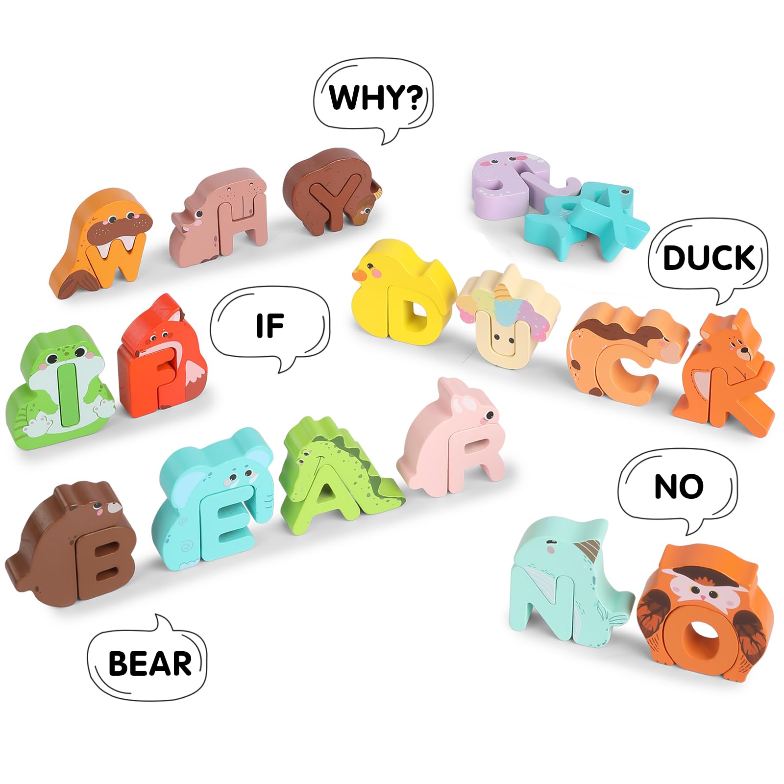 Wooden Animal Alphabet Puzzle - ABC Learning & Matching Game for Toddlers 2-4 Years | Montessori Educational Toy for Preschool Kids 3-5 | Perfect for Early Childhood Education & Homeschooling Activities