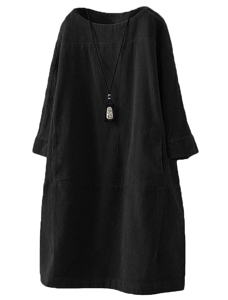 LaovanIn Women's Corduroy Tunic Top - Cotton Long Sleeve Dress with Pockets | Casual Fall Outfit & Layering Piece for Work, Date Night & Weekend Wear