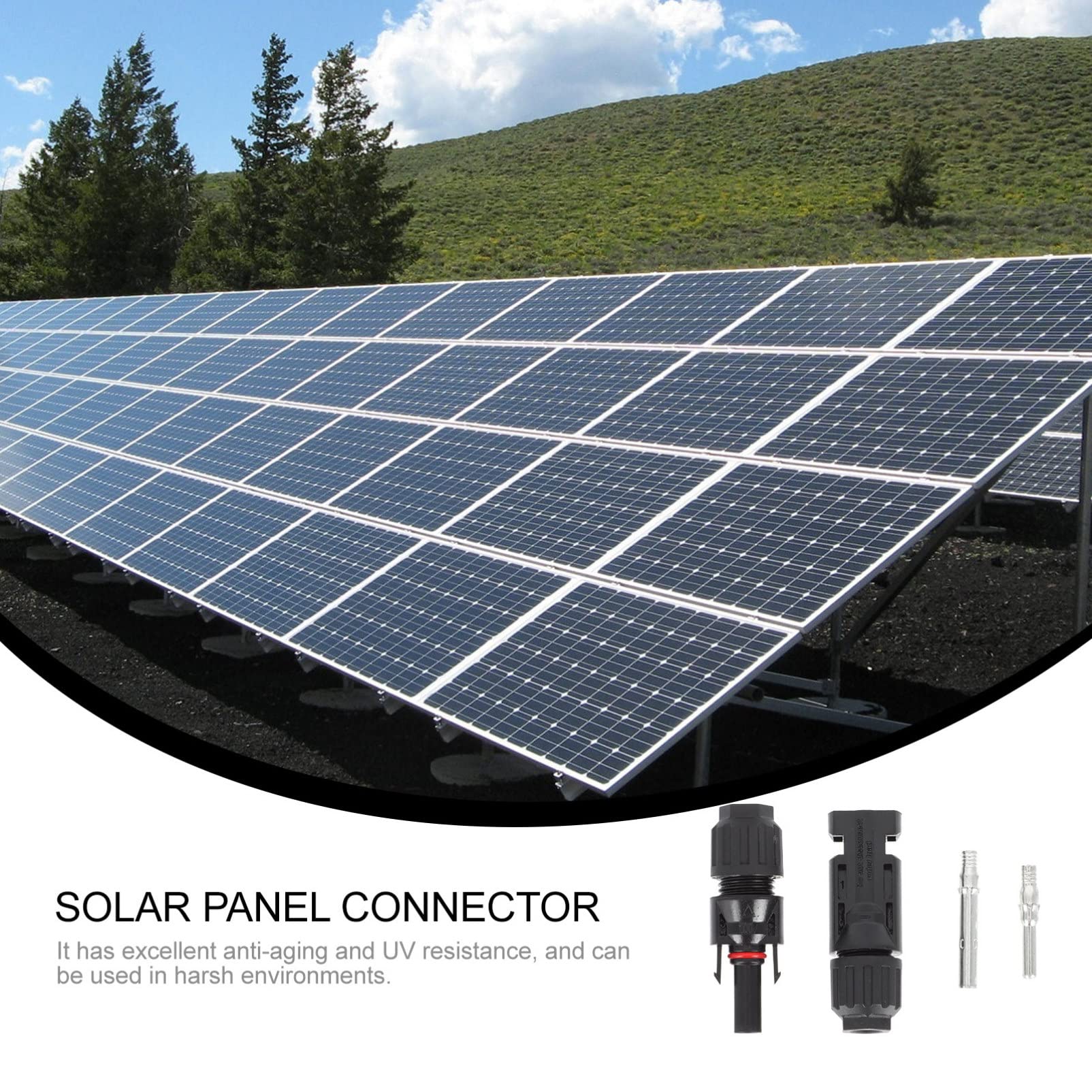 DOITOOL 1 Set Solar Panel Cable Connectors - Waterproof Male & Female Solar Wire Adapter Kit for Solar Panel Connection (Black) | Perfect for RV, Boat & Off-Grid Solar Systems