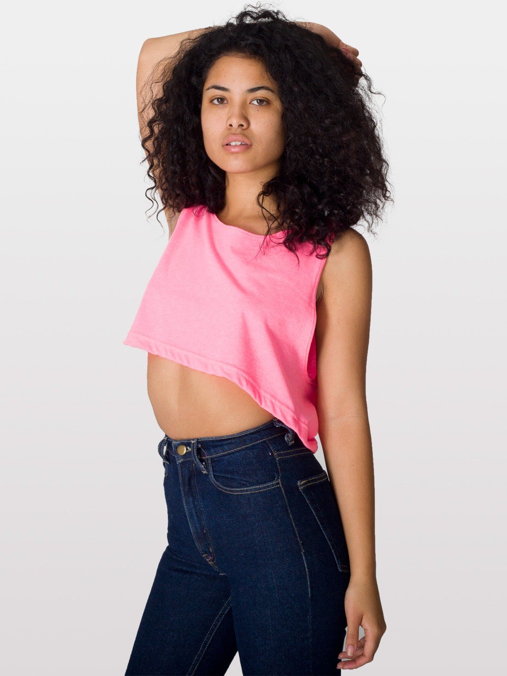 American Apparel Loose Crop Tank Top - Neon Heather Pink, One Size, Women's Casual Wear for Summer, Yoga, Beach & Street Fashion