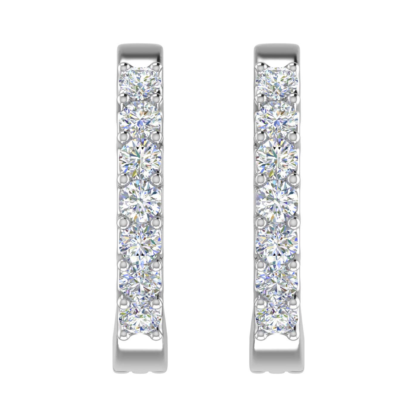 14K Gold Diamond Hoop Earrings - 3/4 Carat Total Weight - I1-I2 Clarity - Dainty Everyday Hoops for Women - Perfect for Work, Date Night & Special Occasions