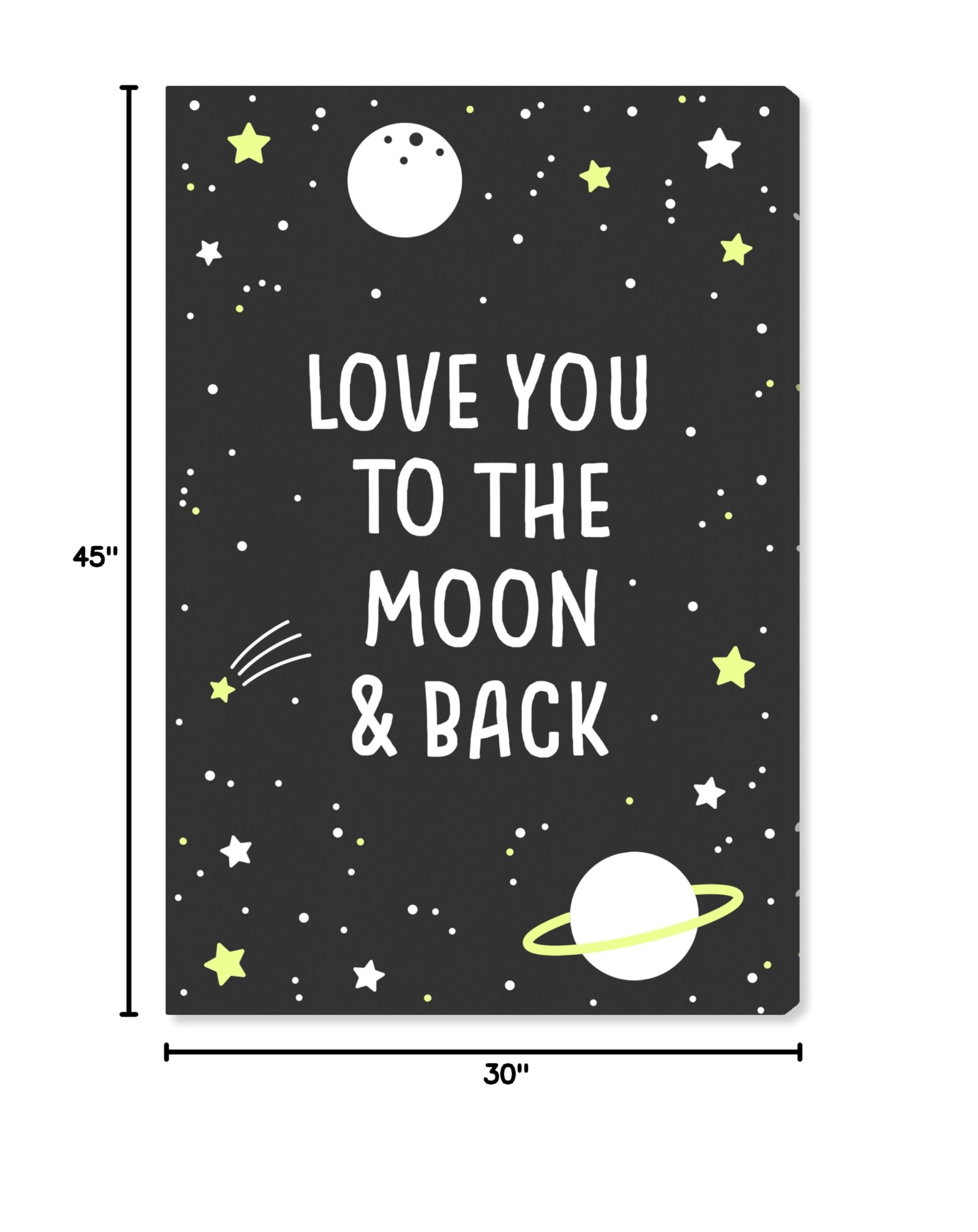 Oliver Gal Artist Co. 'Love You to The Moon' Typography Wall Art Canvas Print - 30x45 Inch Black & White Home Decor for Living Room, Bedroom & Office