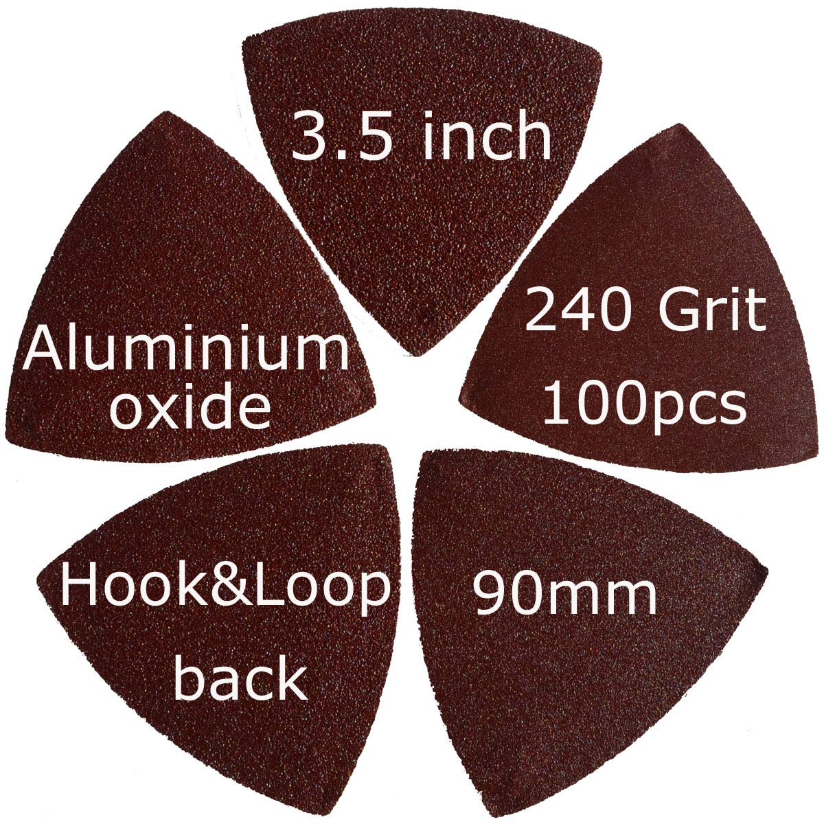 XXGO 100-Pack 240 Grit 3.5 Inch (90mm) Triangular Hook & Loop Sandpaper for Wood Sanding - Compatible with Oscillating Multi Tools - Perfect for DIY Projects, Furniture Refinishing & Home Renovations