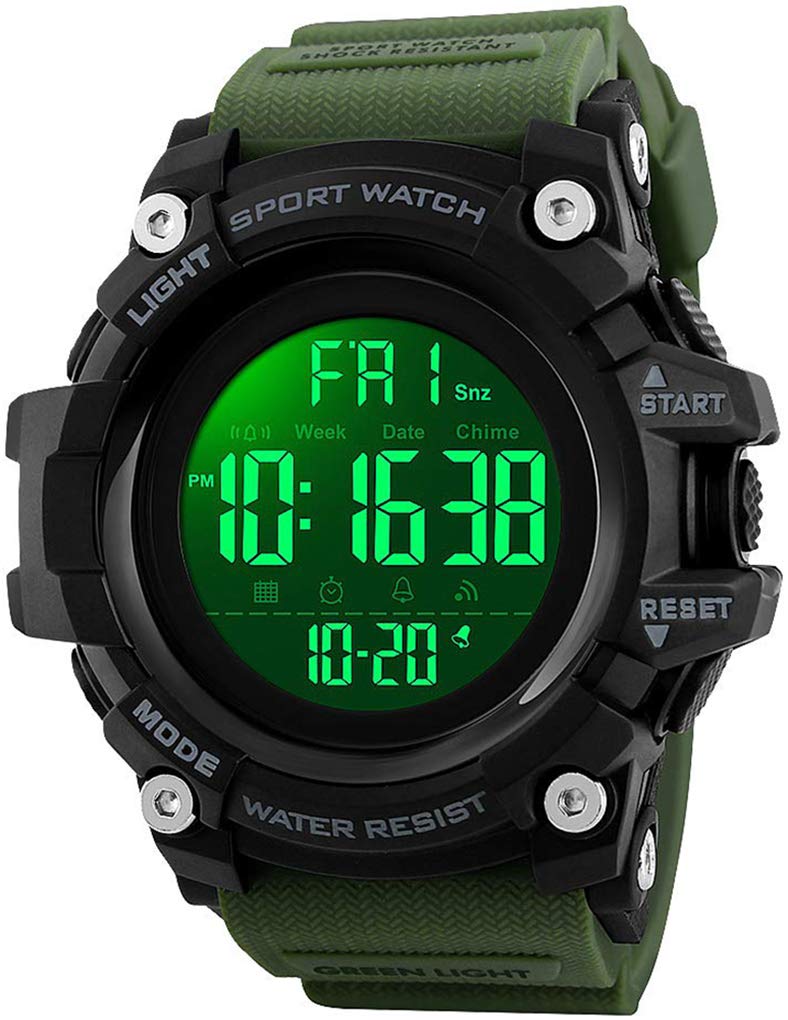 Gosasa Men's Sports Watch - Waterproof Digital LED Watch with Stopwatch, Countdown Timer, 12/24 Hour Display | Perfect for Running, Gym Workouts & Outdoor Activities