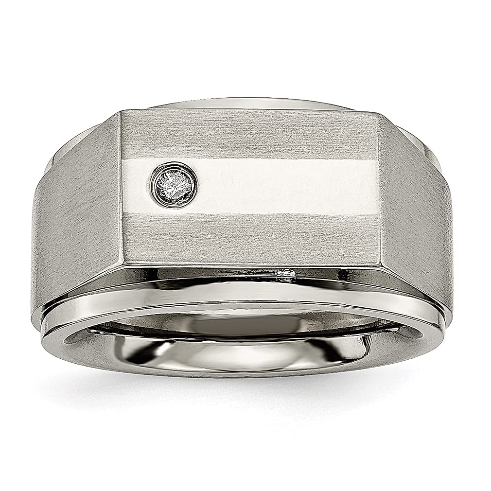 ICE CARATS Titanium 1/20 Carat Diamond Signet Wedding Ring for Men - Elegant Fashion Jewelry Band, Durable & Hypoallergenic - Perfect Gift for Dad, Husband, Boyfriend - Ideal for Weddings, Anniversaries & Special Occasions