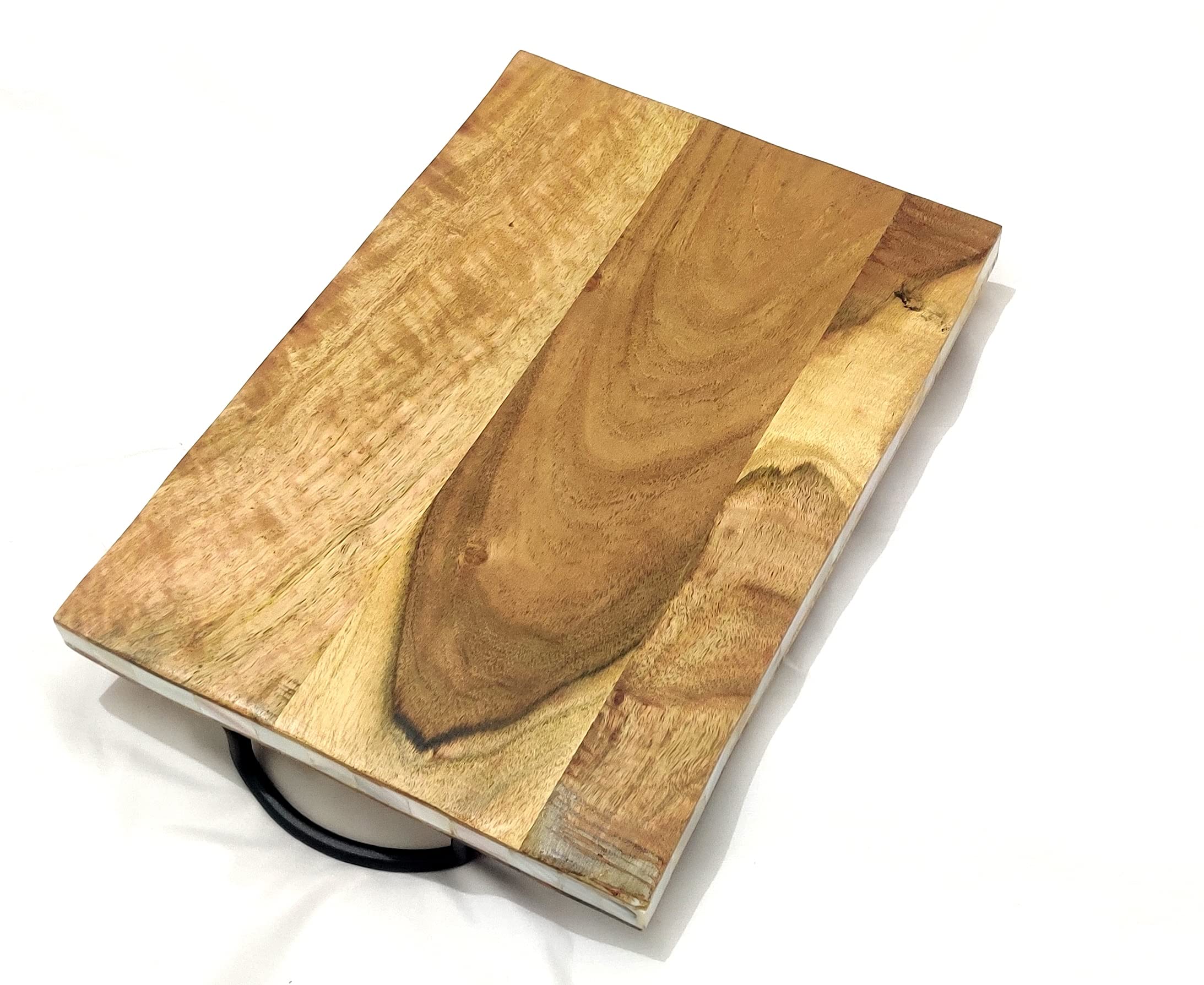 Handmade Acacia Wood Serving Tray with Handle - Elegant Round Breakfast Tray for Coffee, Tea, and Brunch - Perfect for Bedroom, Kitchen, and Hostess Gifts
