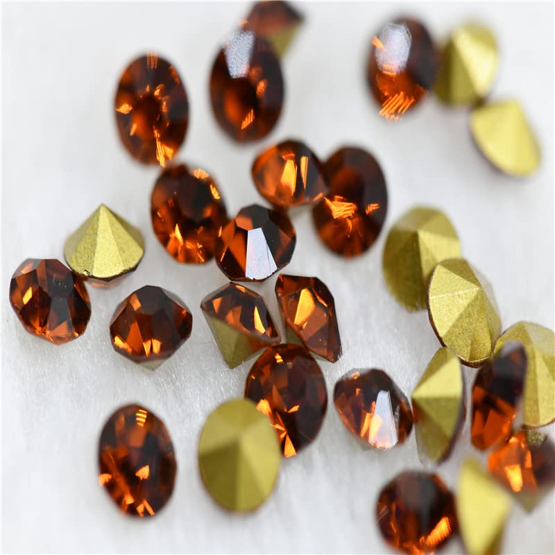 6mm & 8mm Round Diamond Rhinestones with Pointback - Glue On Nail Art Crystals for DIY Jewelry Making (Smoke Topaz, 8mm 20pcs) - Perfect for Nail Designs, Costume Jewelry & Craft Projects