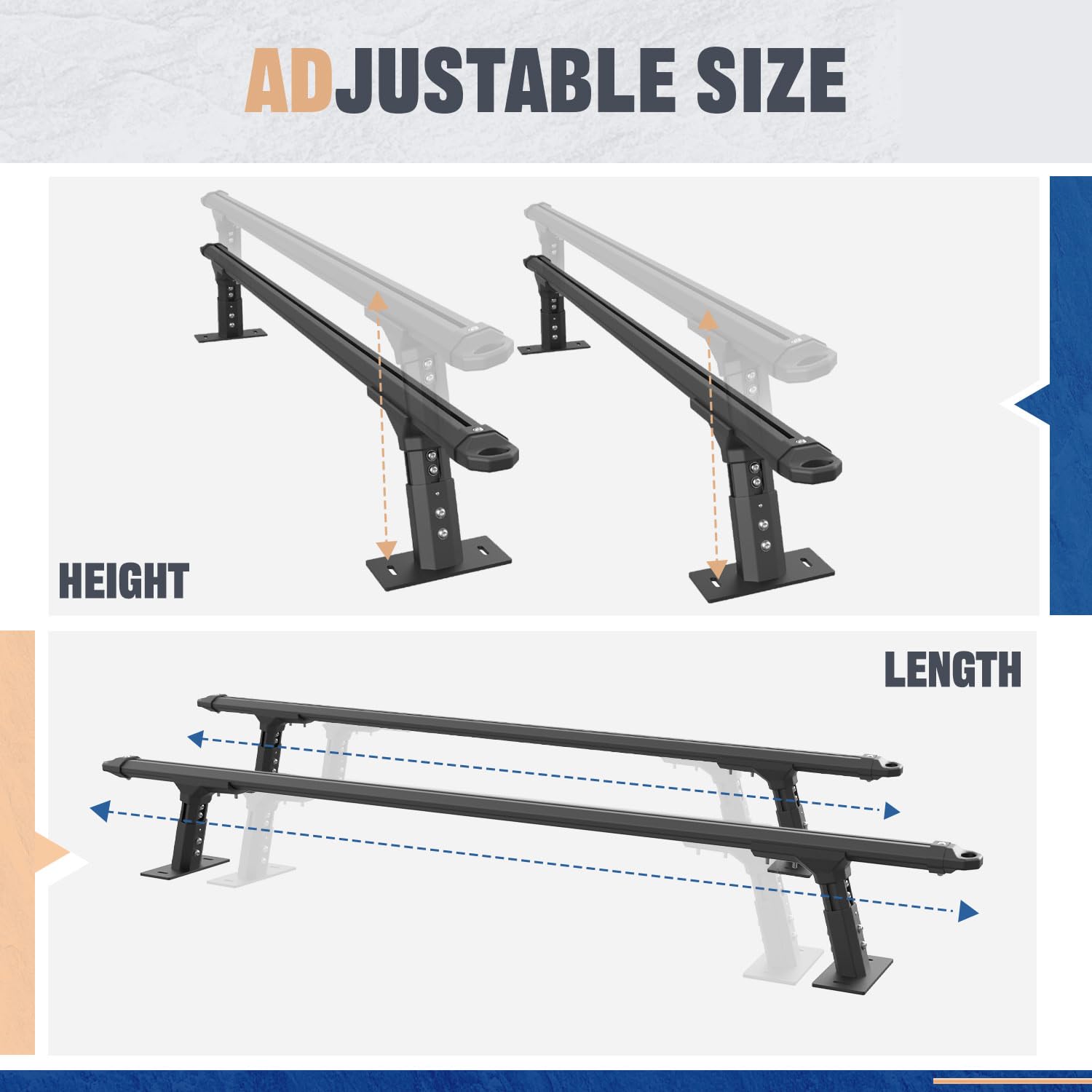 800 LBS Heavy Duty Adjustable Truck Bed Rack - Universal Fit for Modern Pickup Trucks, Compatible with Tonneau Covers - Perfect for Camping, Cargo Transport & Outdoor Adventures