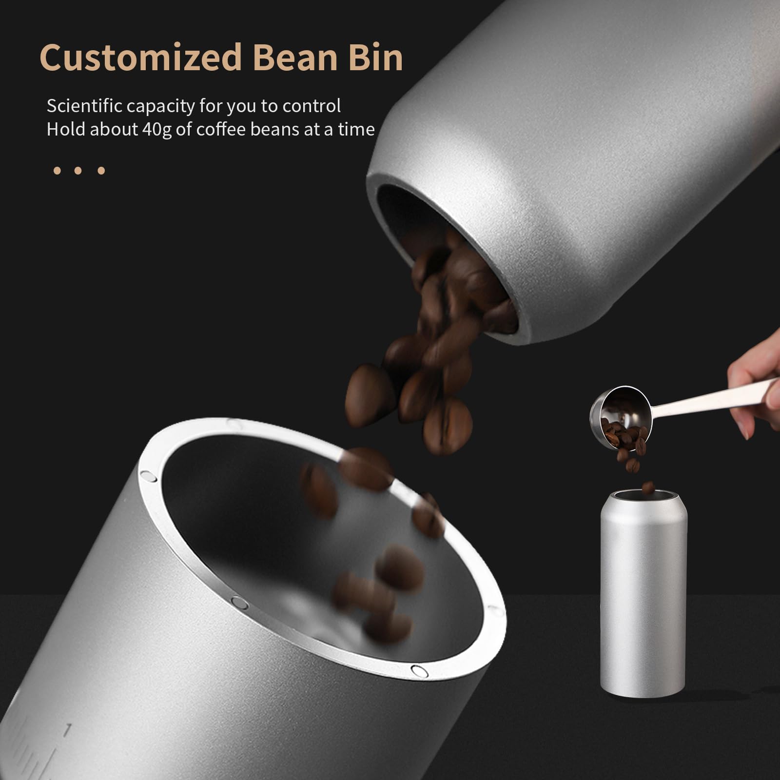 Premium Electric Burr Coffee Grinder - Stepless Adjustable Espresso Grinder with CNC Stainless Steel Conical Burrs, Magnetic Lid & Dosing Cup - Perfect for Home Baristas & Coffee Enthusiasts