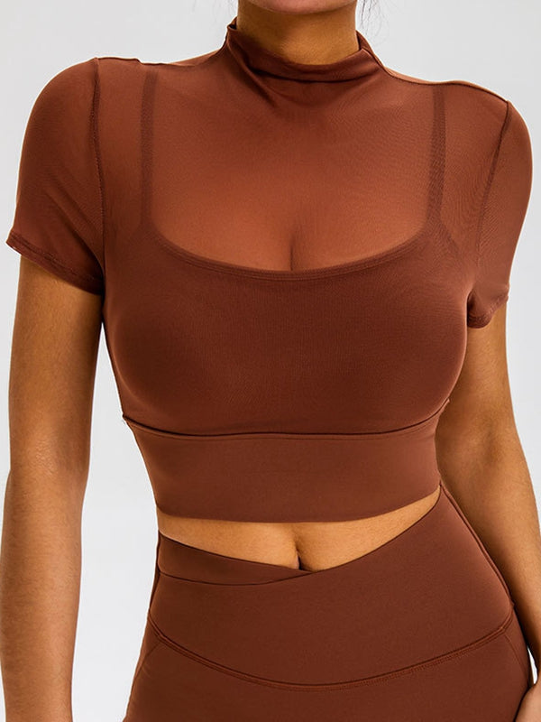 ZASUWA Women's Sexy Sheer Mesh Cropped T-Shirt - Short Sleeve Casual Top for Night Out, Party & Date Night
