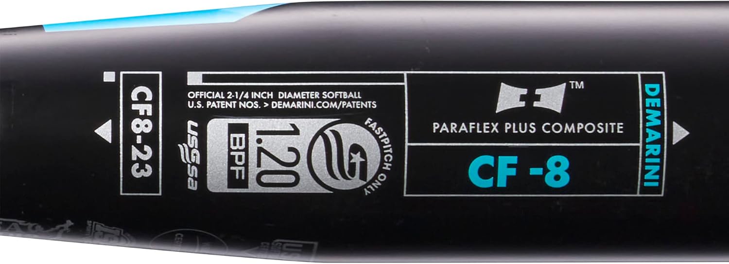 Demarini Fastpitch Softball Bat - Composite Material, Black/Blue Design, Balanced Swing for Power & Control | Perfect for Competitive Fastpitch Games & Training Sessions