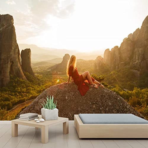 Highland Mountain 3D Wall Murals - PVC Self-Adhesive Peel and Stick Wallpaper for Bedroom & Living Room Decor - 110