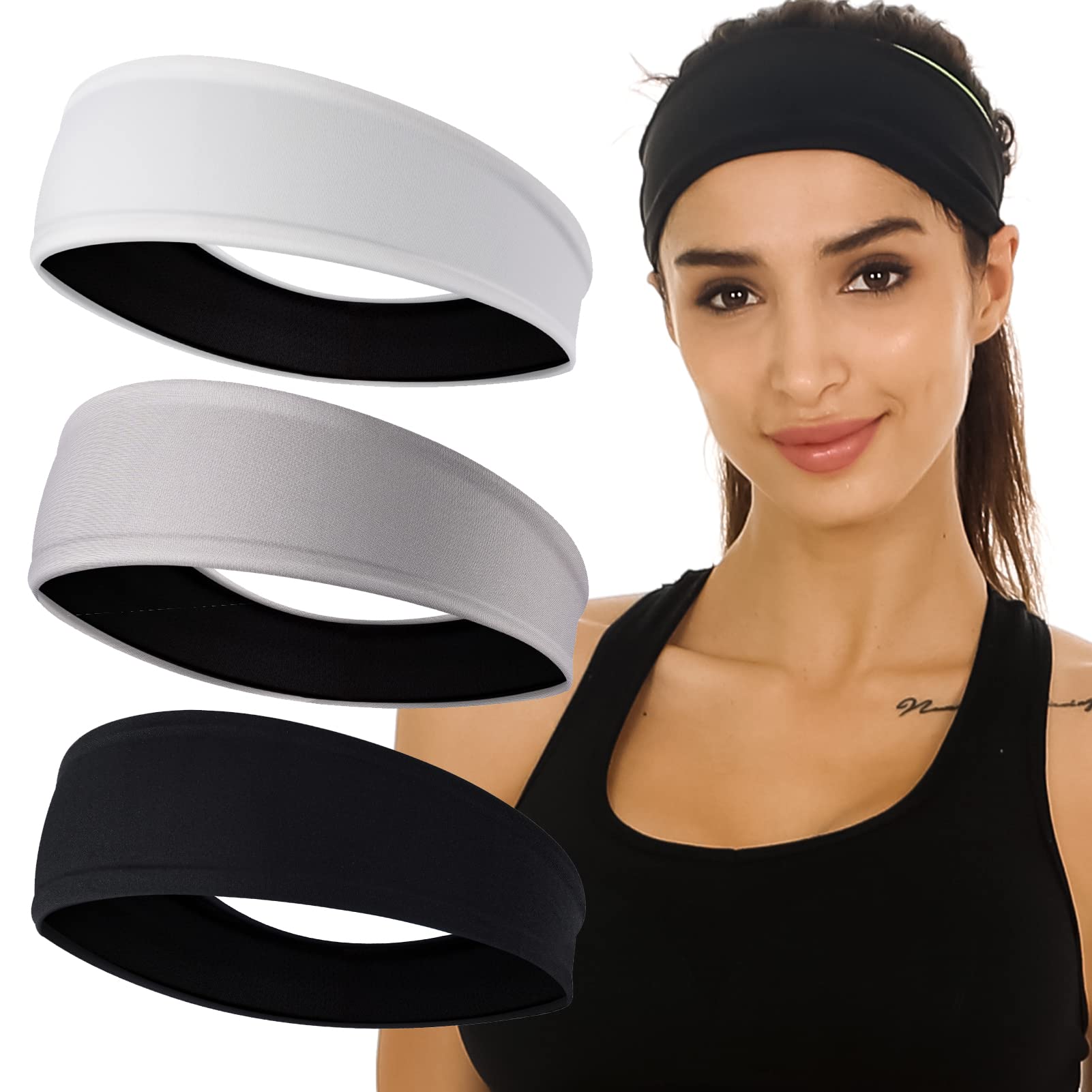 EasYoung Women's Yoga Headbands 3-Pack - Sweat Wicking Sports Hair Bands for Running, Fitness & Workouts - Elastic Non-Slip Cooling Headbands for Women - Perfect for Gym, Yoga, Tennis and Outdoor Activities
