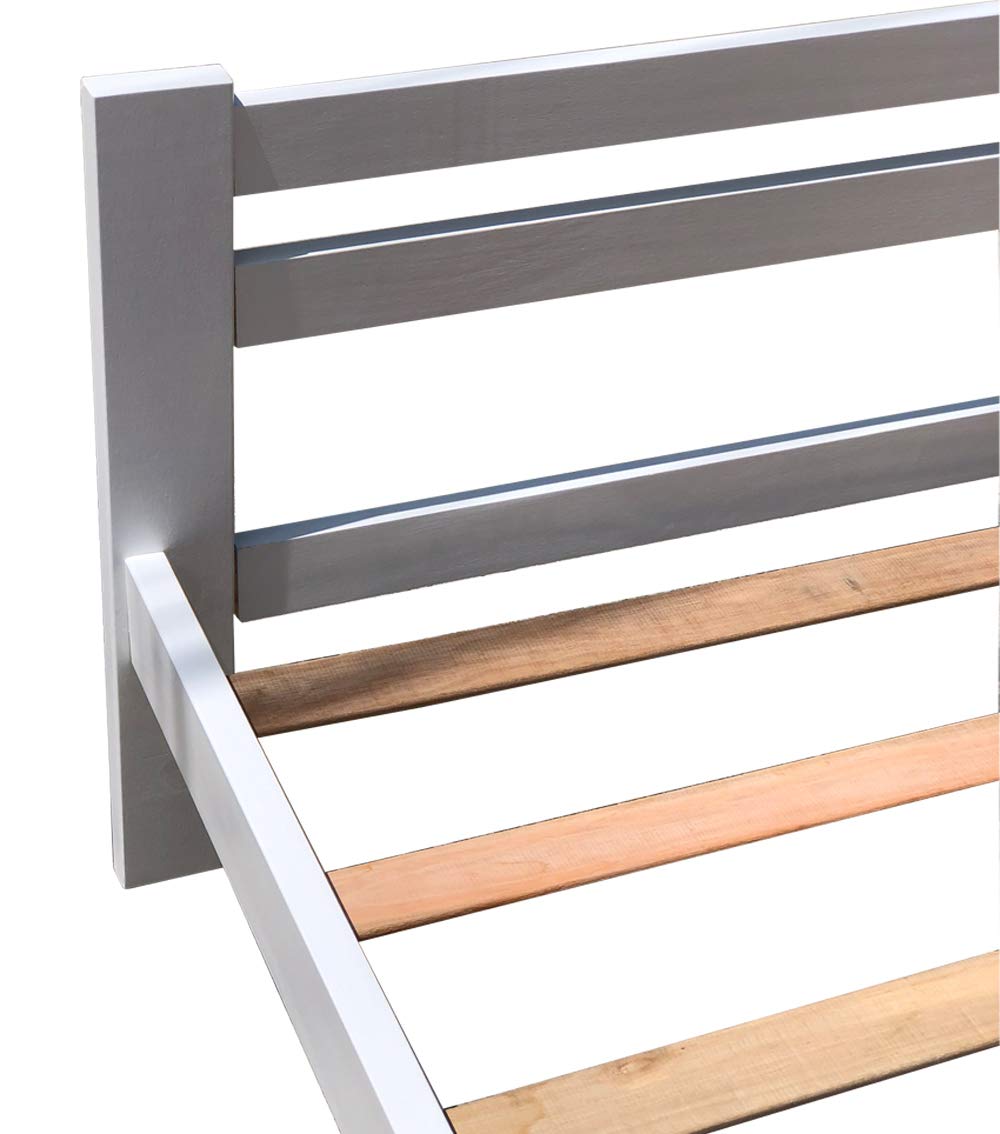 Twin Size Bed Frame - Solid Pine Wood with Hardwood Slats Support, White Finish Wooden Bed for Kids & Teens | Perfect for Boys & Girls Bedroom, Dorm Room or Guest Room
