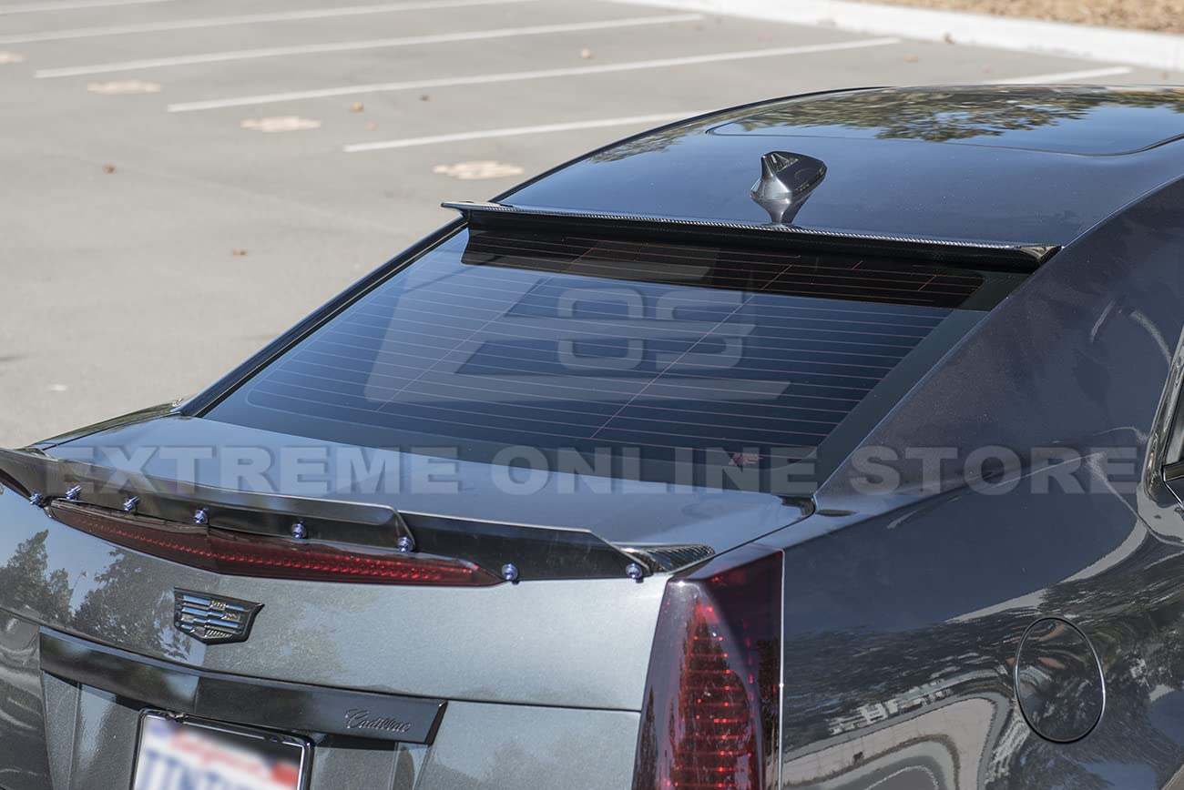 Carbon Fiber Rear Window Roof Spoiler for 2009-2014 Cadillac CTS & CTS-V Sedan - EOS Performance Style Replacement - Enhance Aerodynamics & Sporty Look for Street Racing & Car Shows