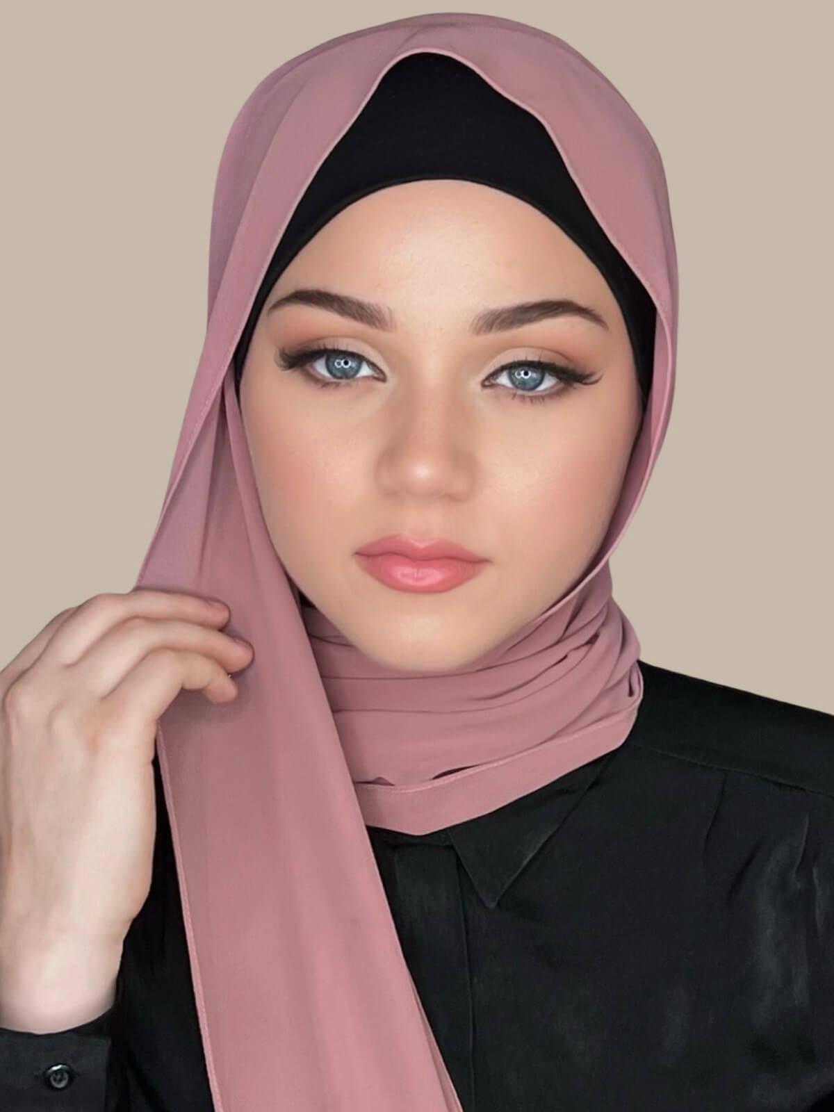 Luxury Chiffon Hijab Scarf - Rosey Brown Shawl for Women, Muslim Fashion Accessory - Perfect for Daily Wear, Prayer, and Special Occasions