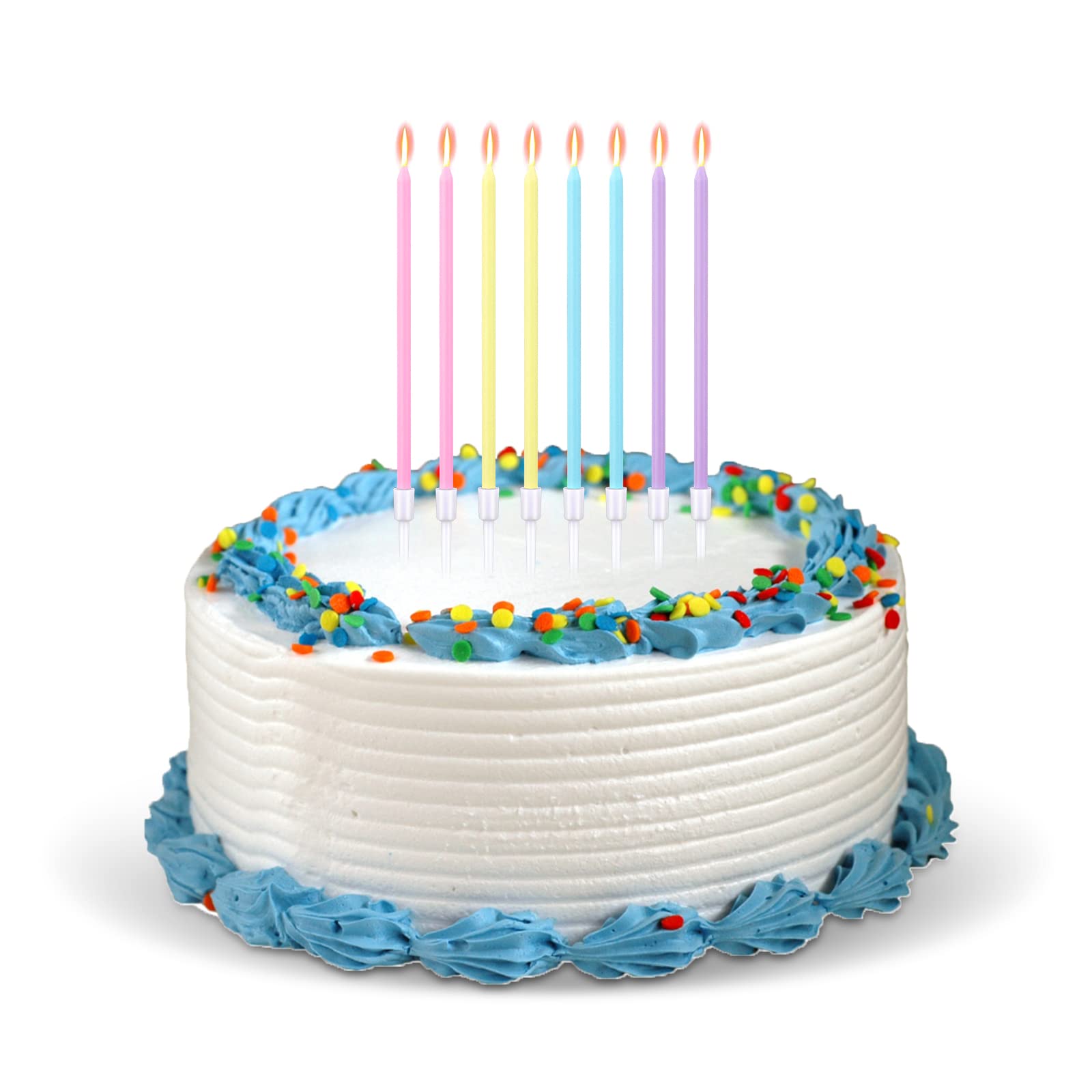 16Pcs DONQL Pastel Birthday Cake Candles - Tall Thin Candles with Holders for Cupcakes, Wedding Cakes & Baby Shower Decorations | Perfect for Birthday Parties, Anniversary Celebrations and Special Occasions