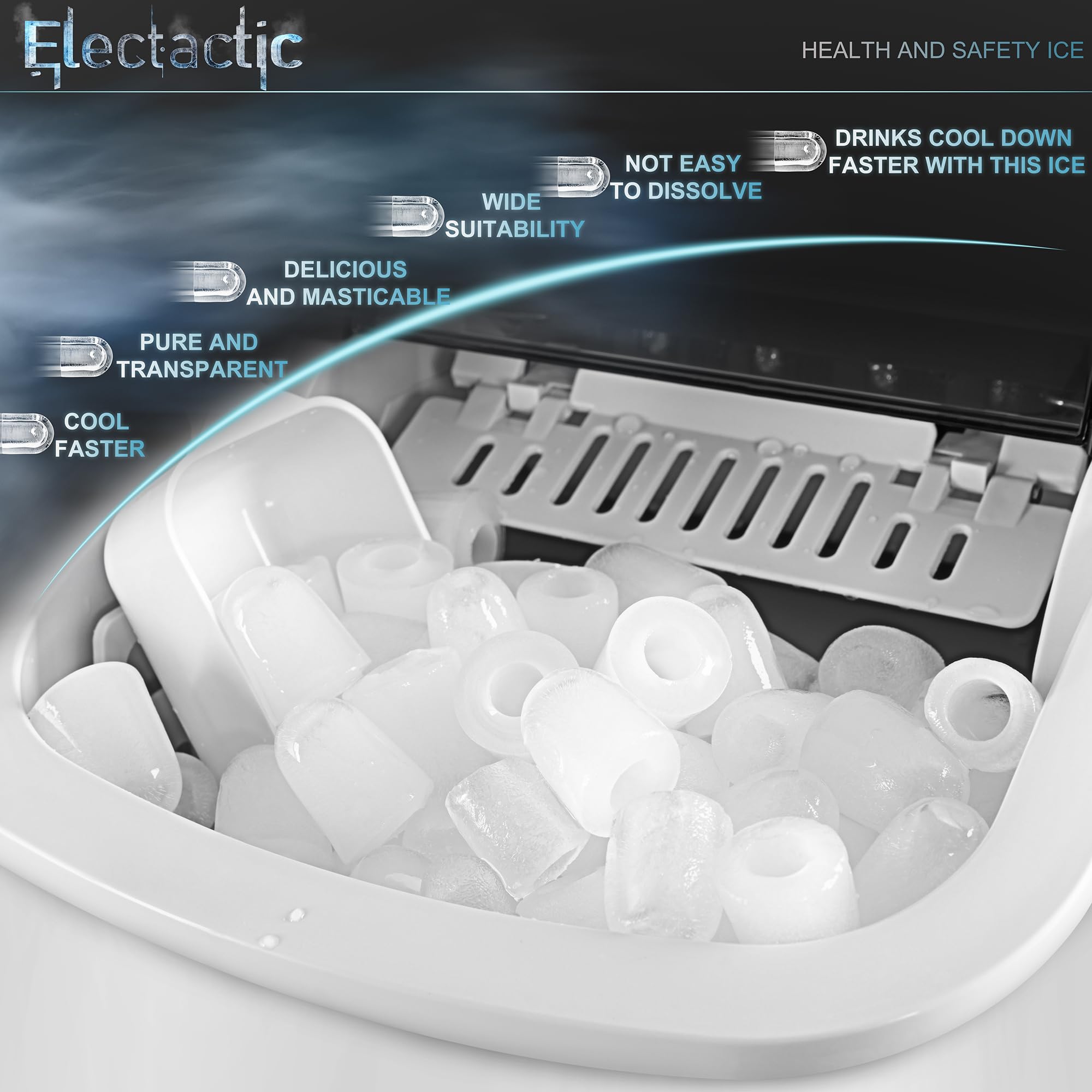 Portable Countertop Ice Maker - 26.6Lbs/Day, 9 Cubes in 8 Minutes, Self-Cleaning with Ice Scoop & Basket - Compact & Efficient for Home, Office, Kitchen (Grey) - Perfect for Parties, Drinks & Small Spaces
