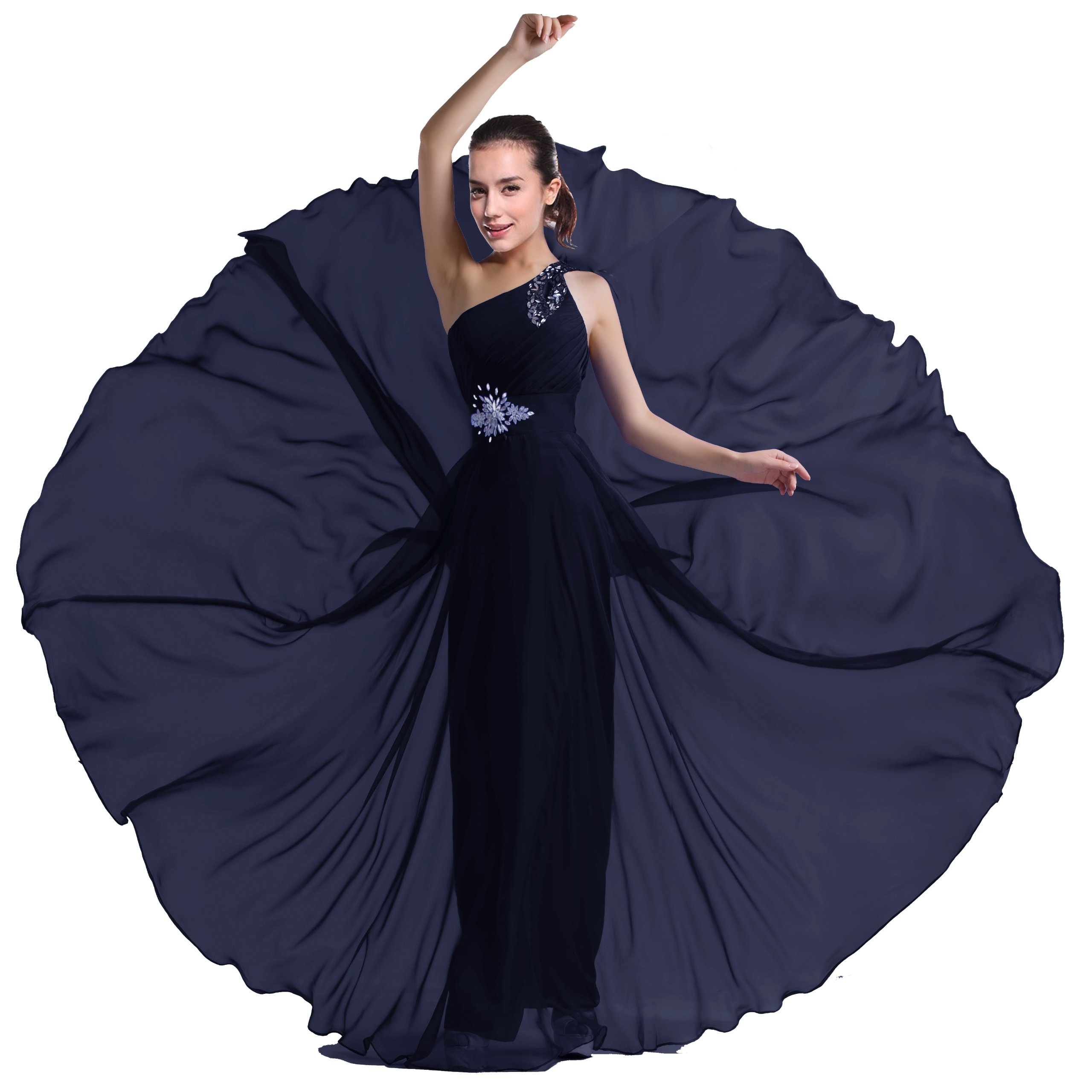 Elegant One-Shoulder Beaded Chiffon Prom Dress with Floor Length - Perfect for Homecoming, Formal Dances & Special Occasions