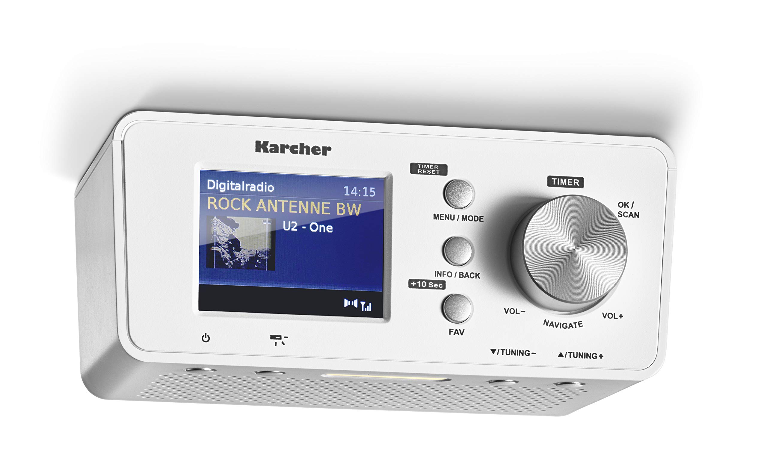 Karcher RA 2035D Digital Radio with DAB+/FM (20 Presets Each), Bluetooth, Dual Alarm Clock, Sleep Timer & LED Light - Portable Radio for Home, Office, Kitchen, Bedroom, Camping and Travel