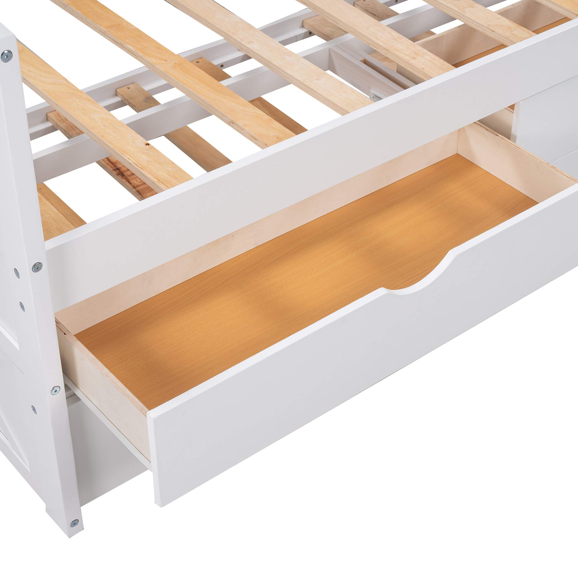 Harper & Bright Designs Twin Bed with Storage Drawers & Trundle - Solid Wood Captain's Daybed for Kids & Guest Room - White - Perfect for Small Spaces & Sleepovers