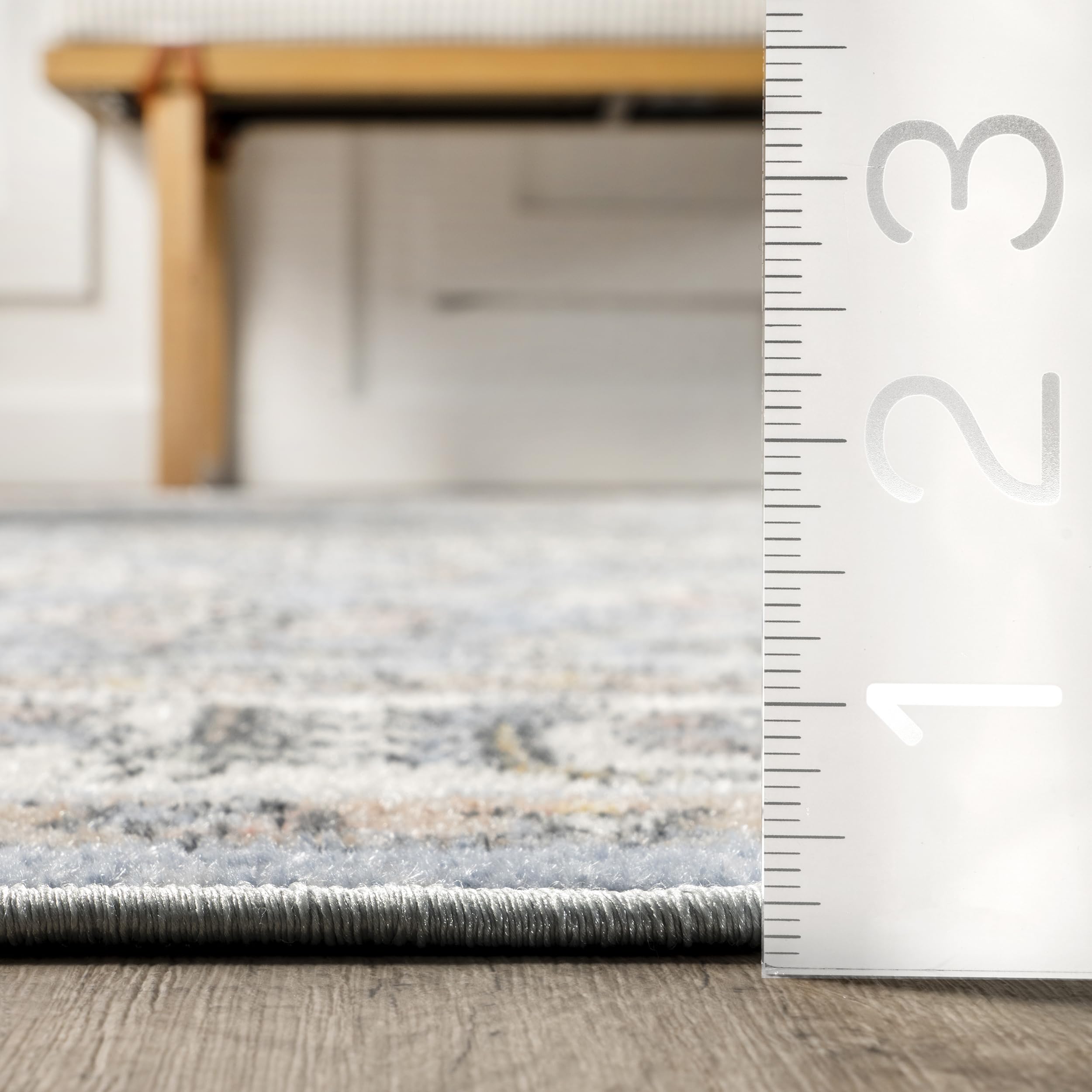 nuLOOM 8' x 10' Washable Area Rug - Stain Resistant, Medium Pile - Light Blue Valencia Design for Living Room, Bedroom & Dining Room | Perfect for High Traffic Areas & Pet-Friendly Homes
